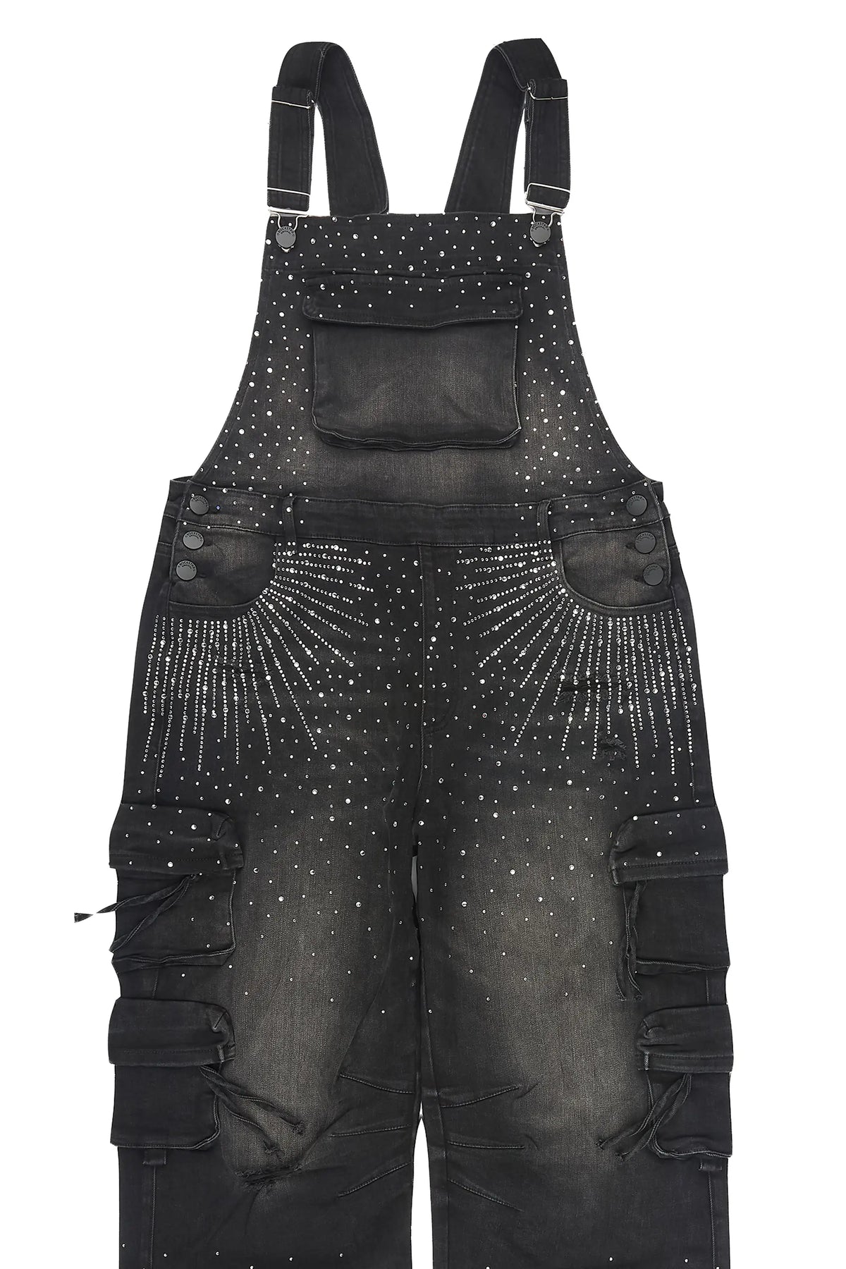 Keoni Black Rhinestone Denim Overall