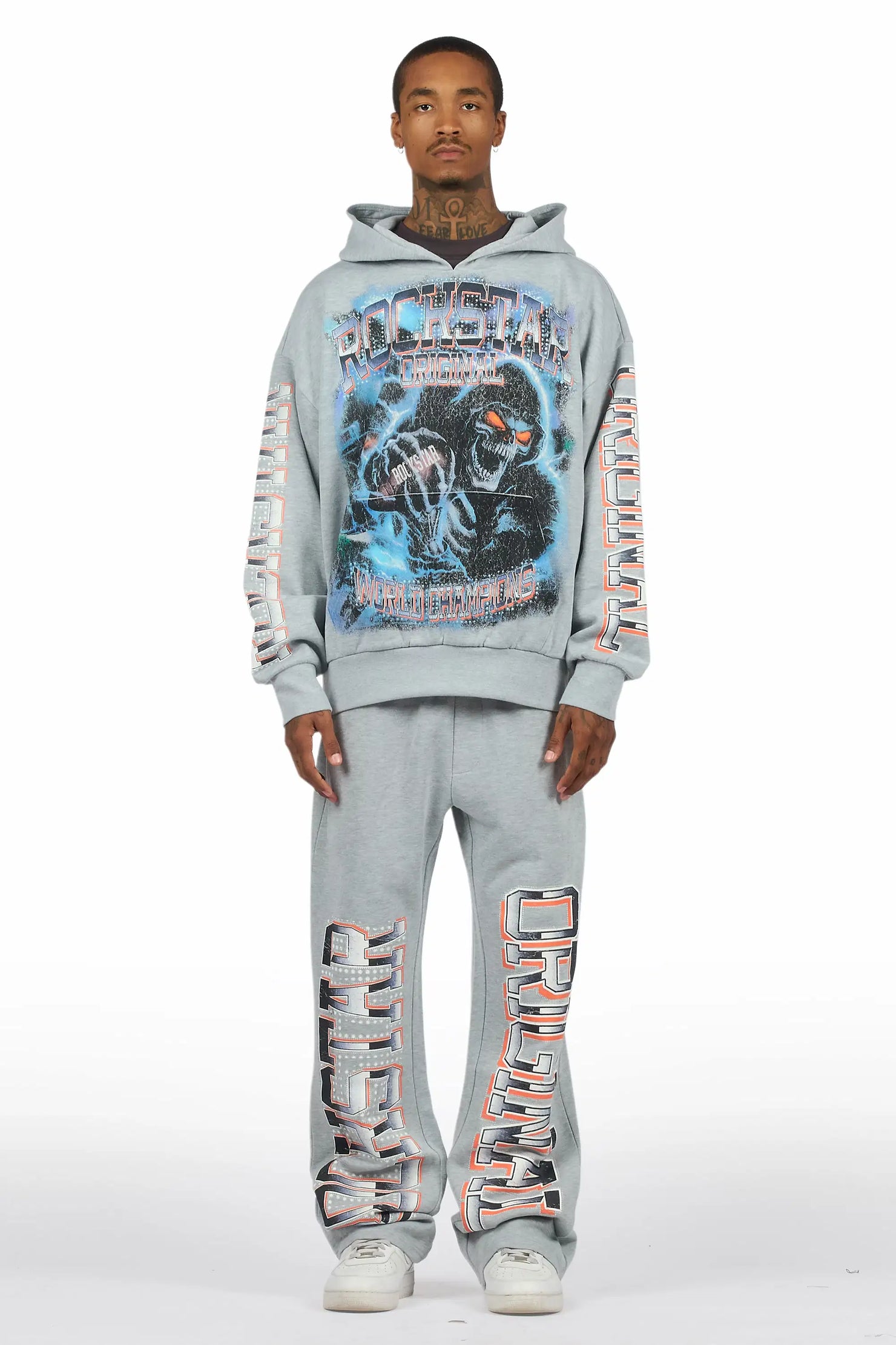 Kross Heather Grey Hoodie/Baggy Pant Track Set