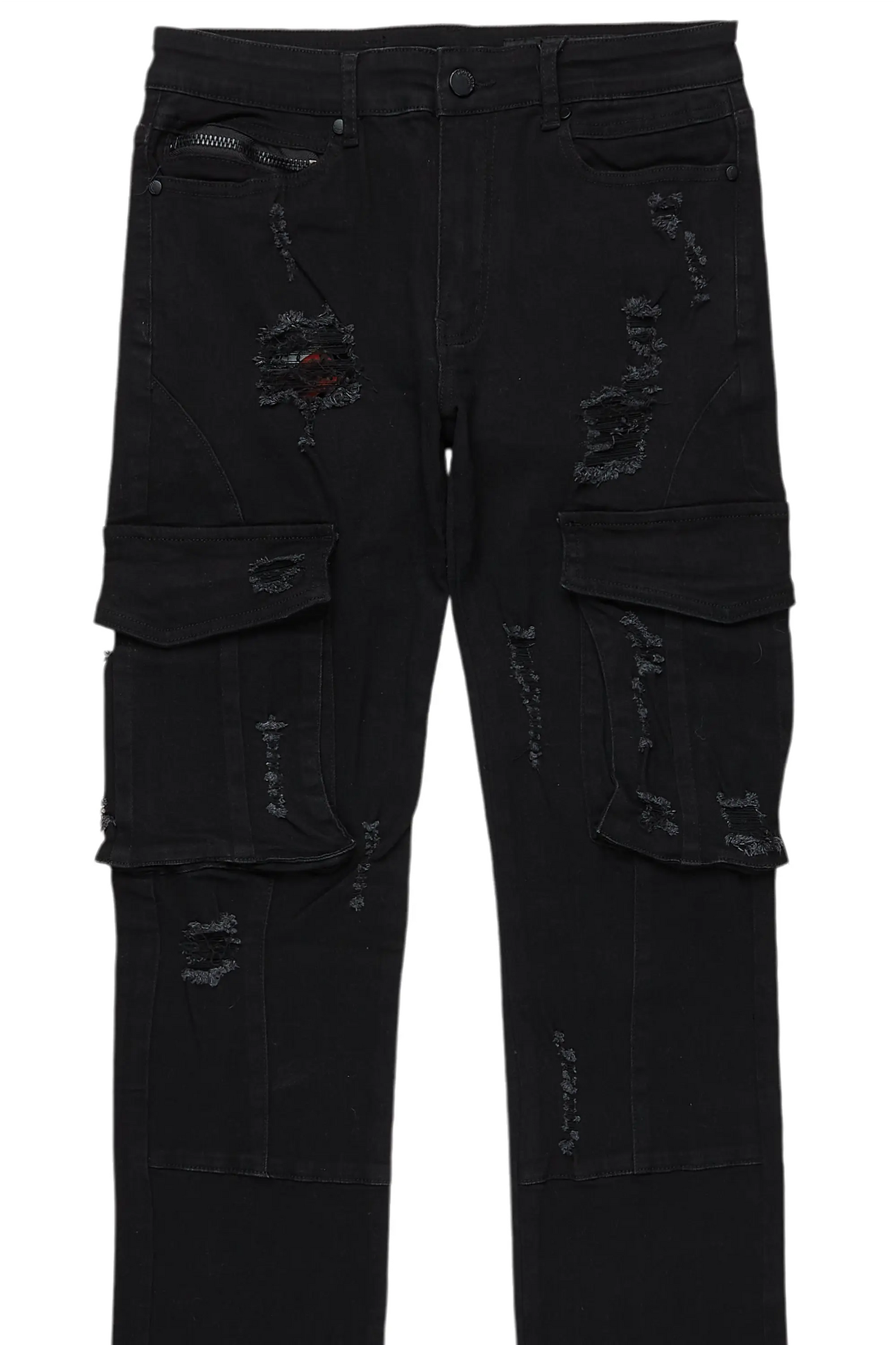 Adalee Black Cargo Stacked Flare Jean