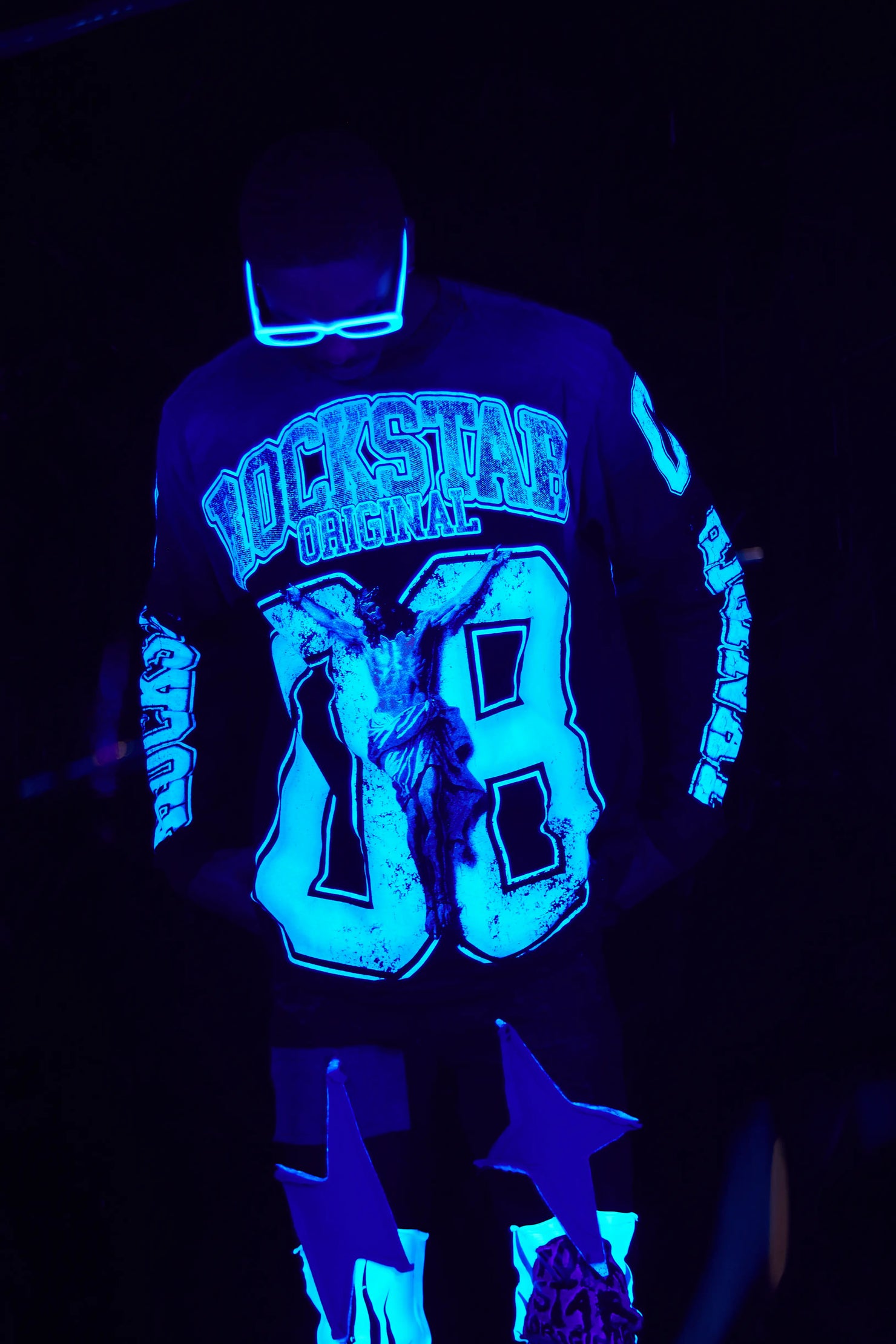 Fields Black/Blue Double Layer Long Sleeve Graphic T-Shirt