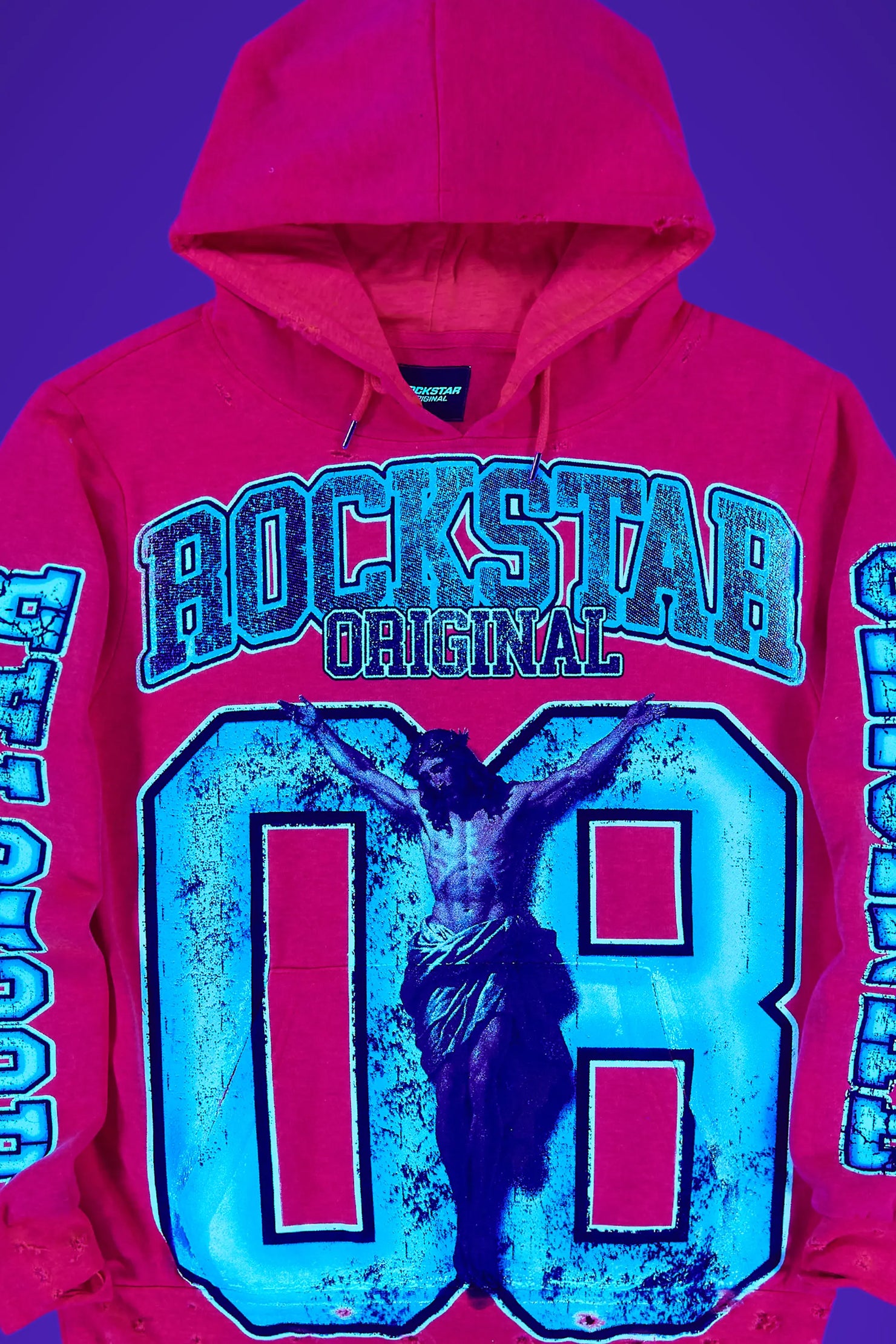 Fields Orange Distressed Graphic Hoodie