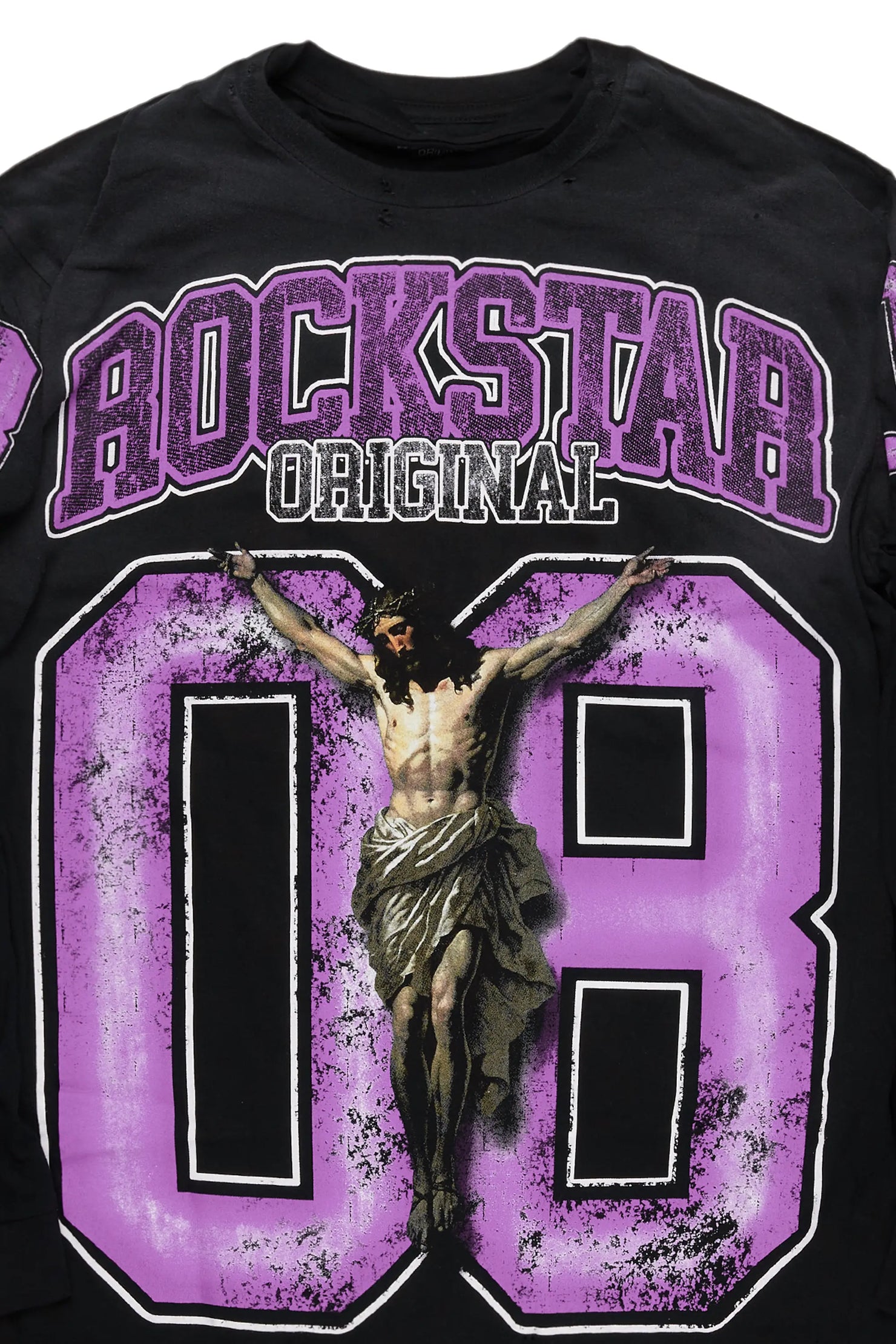 Fields Black/Purple Double Layer Long Sleeve Graphic T-Shirt