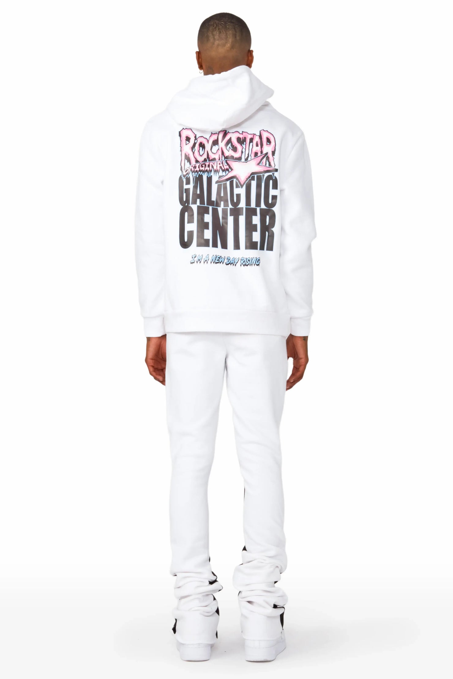 Gage White Hoodie/Super Stacked Flare Pant Track Set
