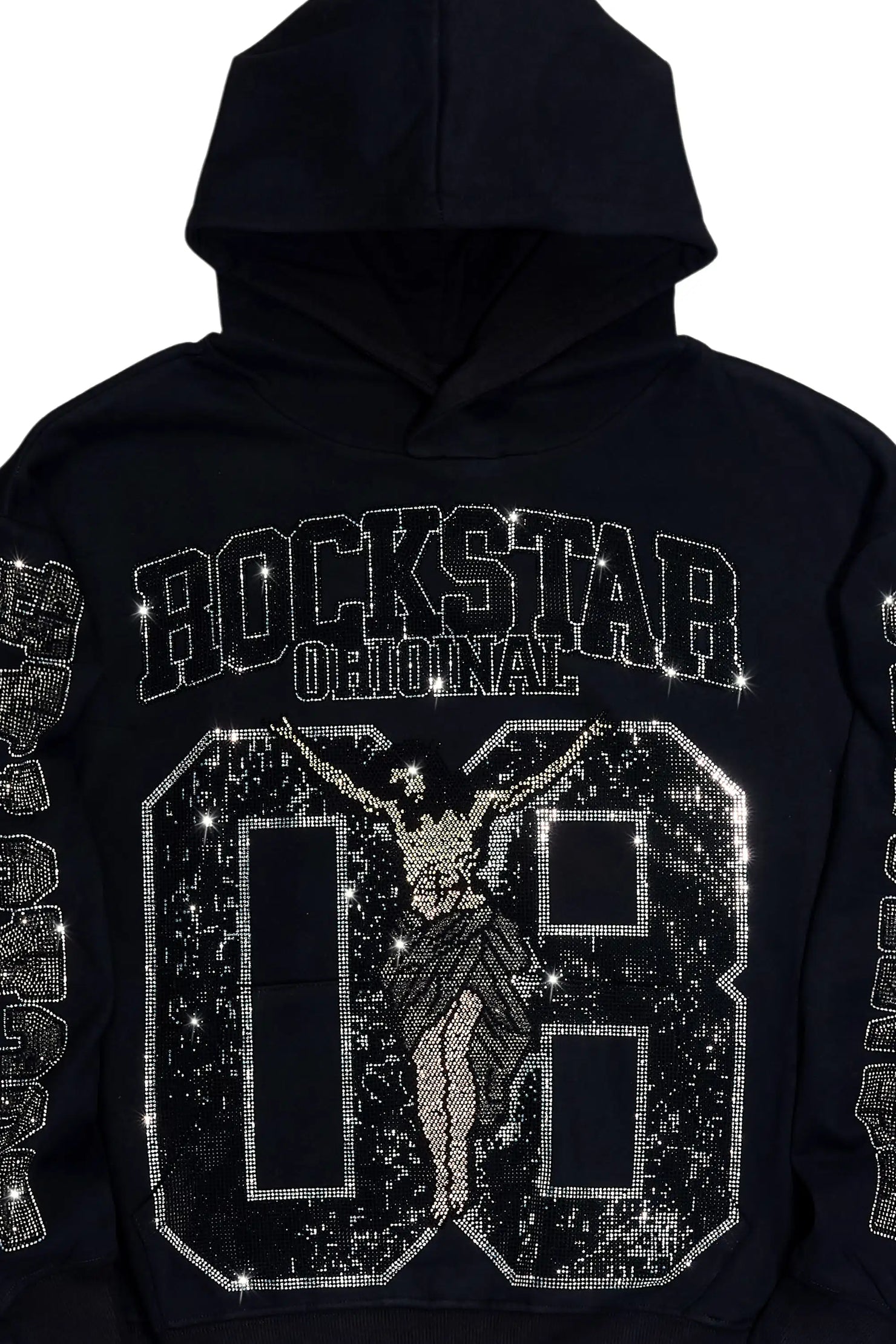 Fields Black Rhinestone Oversized Hoodie