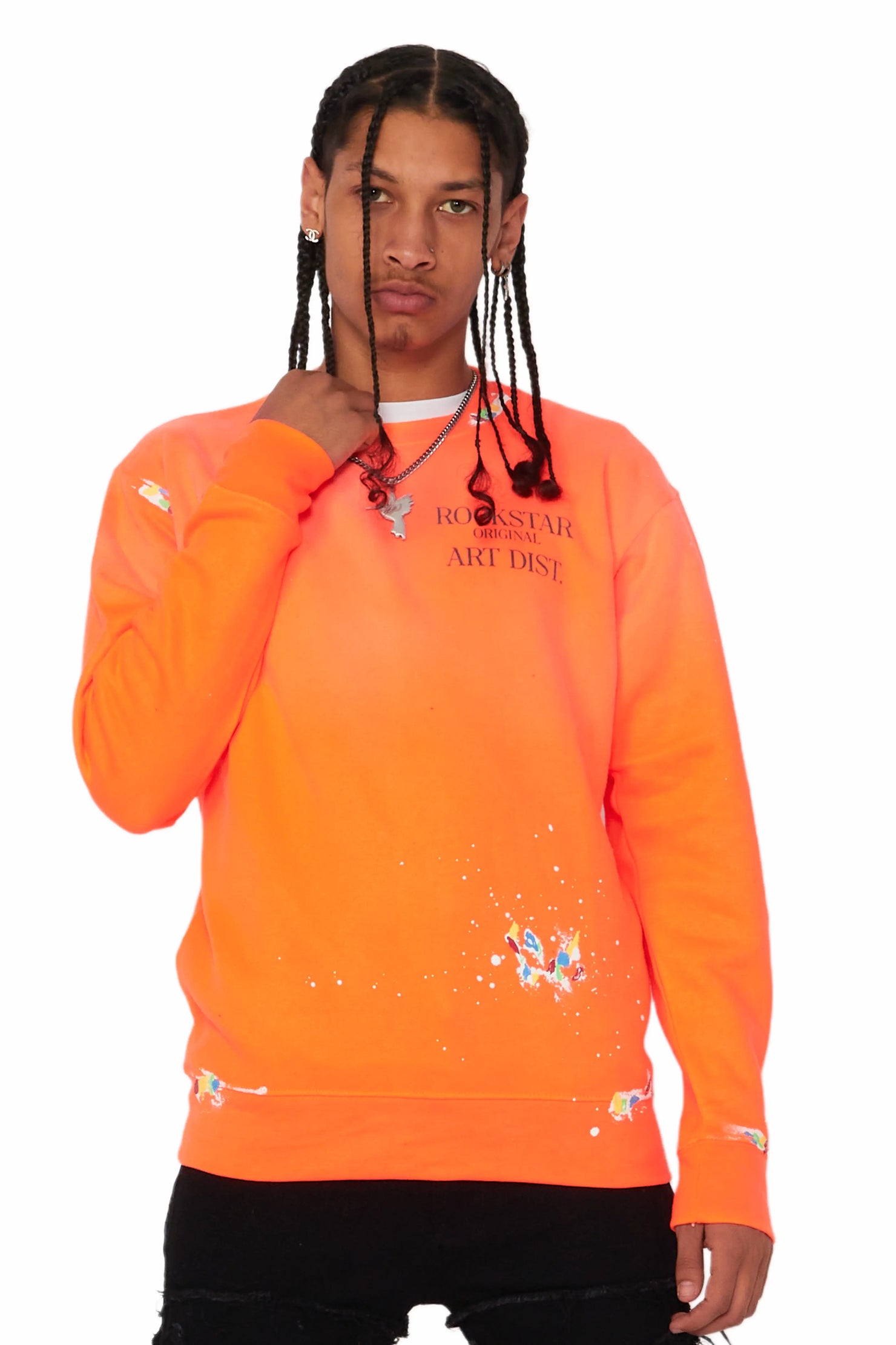 Rockstar Art Dist Orange Crewneck