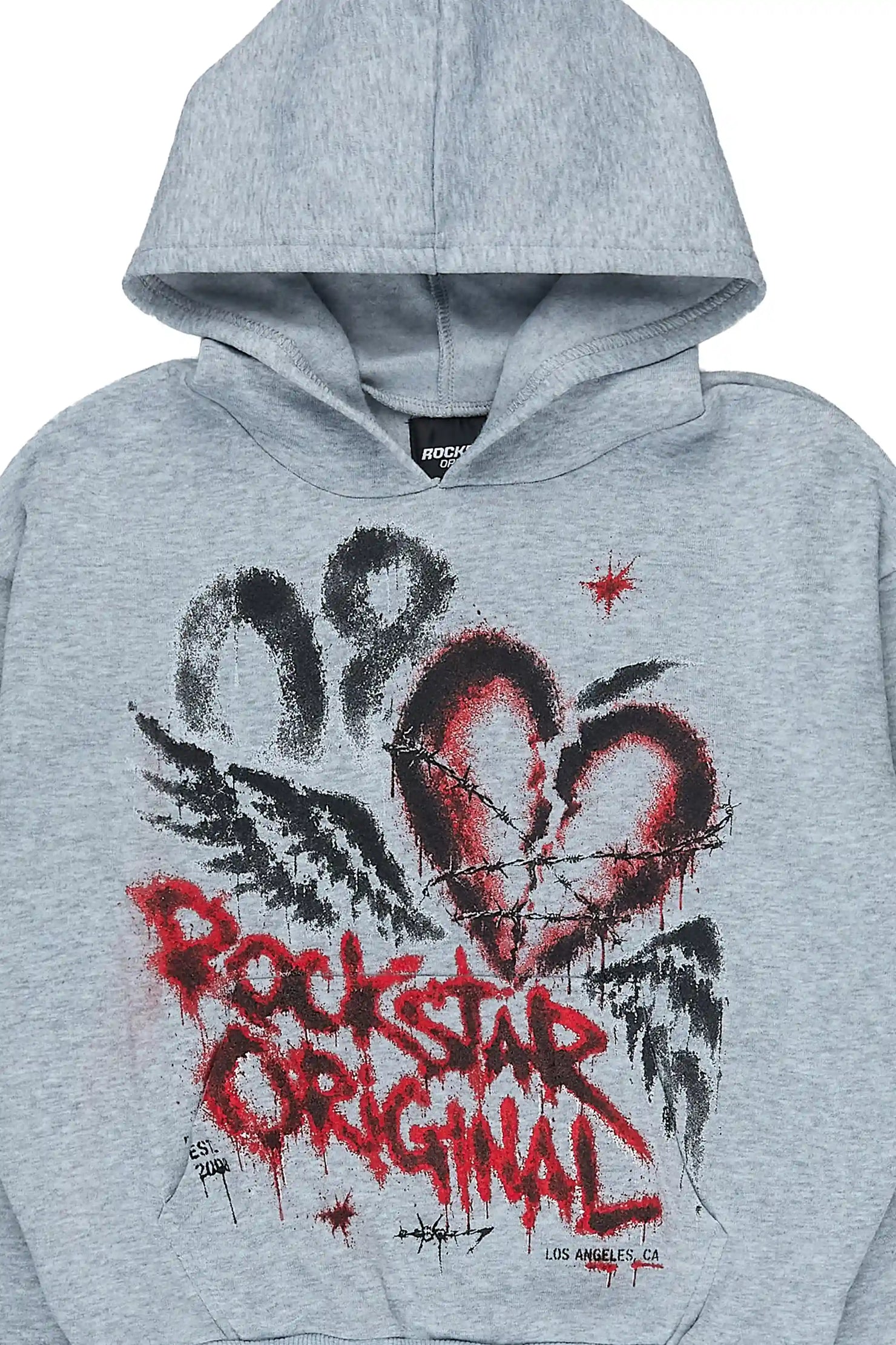 Girls Effigia Heather Grey Graphic Hoodie