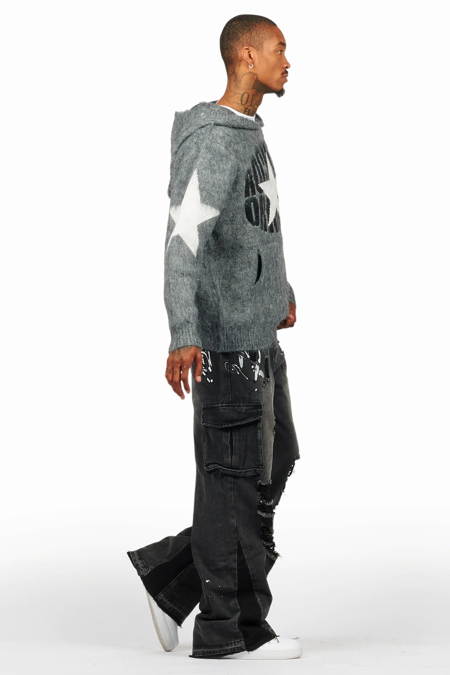 States Grey Mohair Hoodie/Baggy Fit Jean Bundle