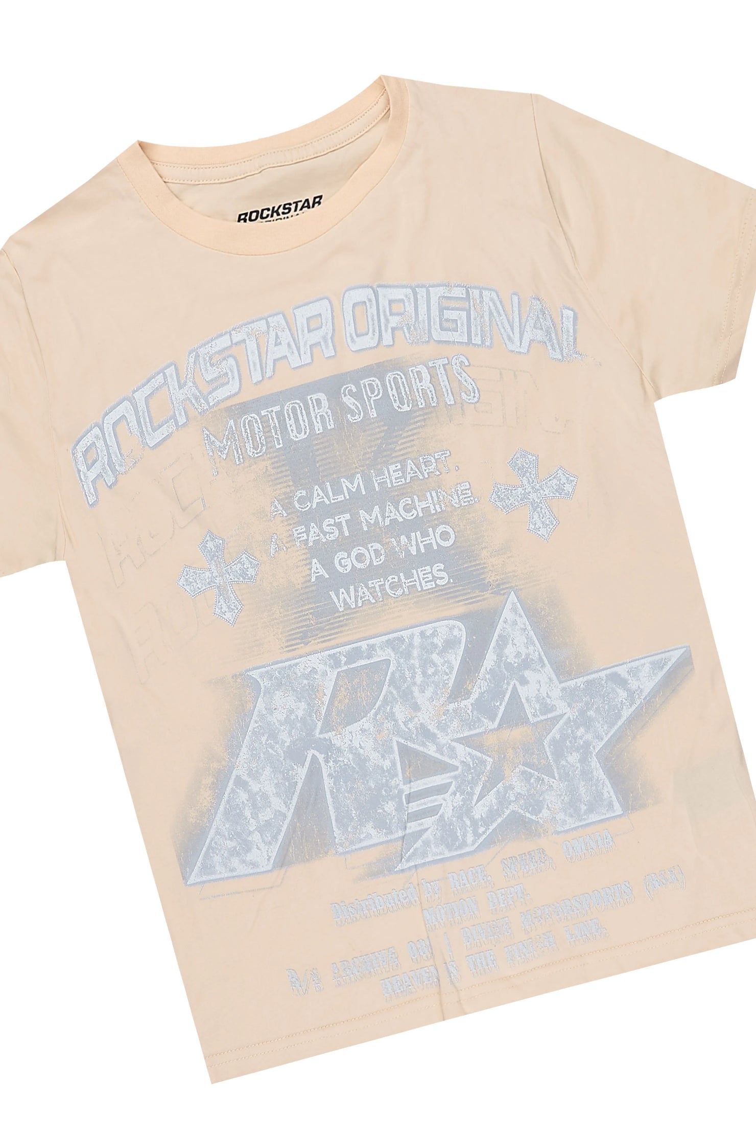 Boys Byson Beige/Tint T-Shirt Patchwork Jean Set