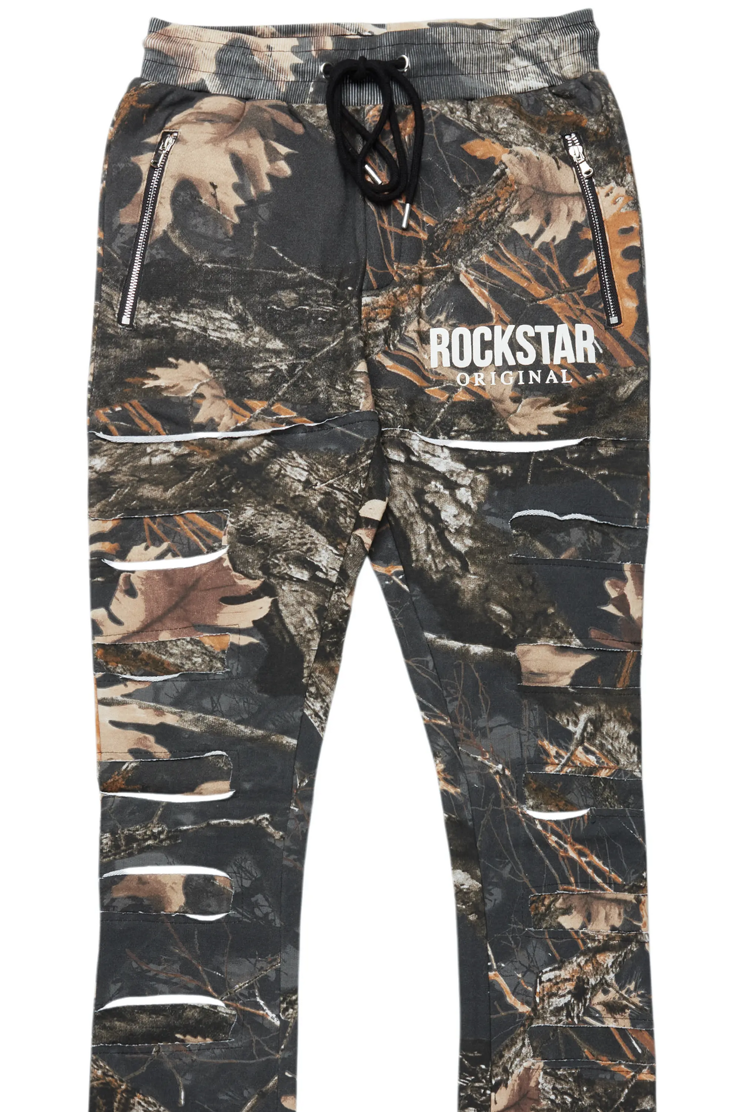 Emilio Black Tree Camo Stacked Flare Track Pant