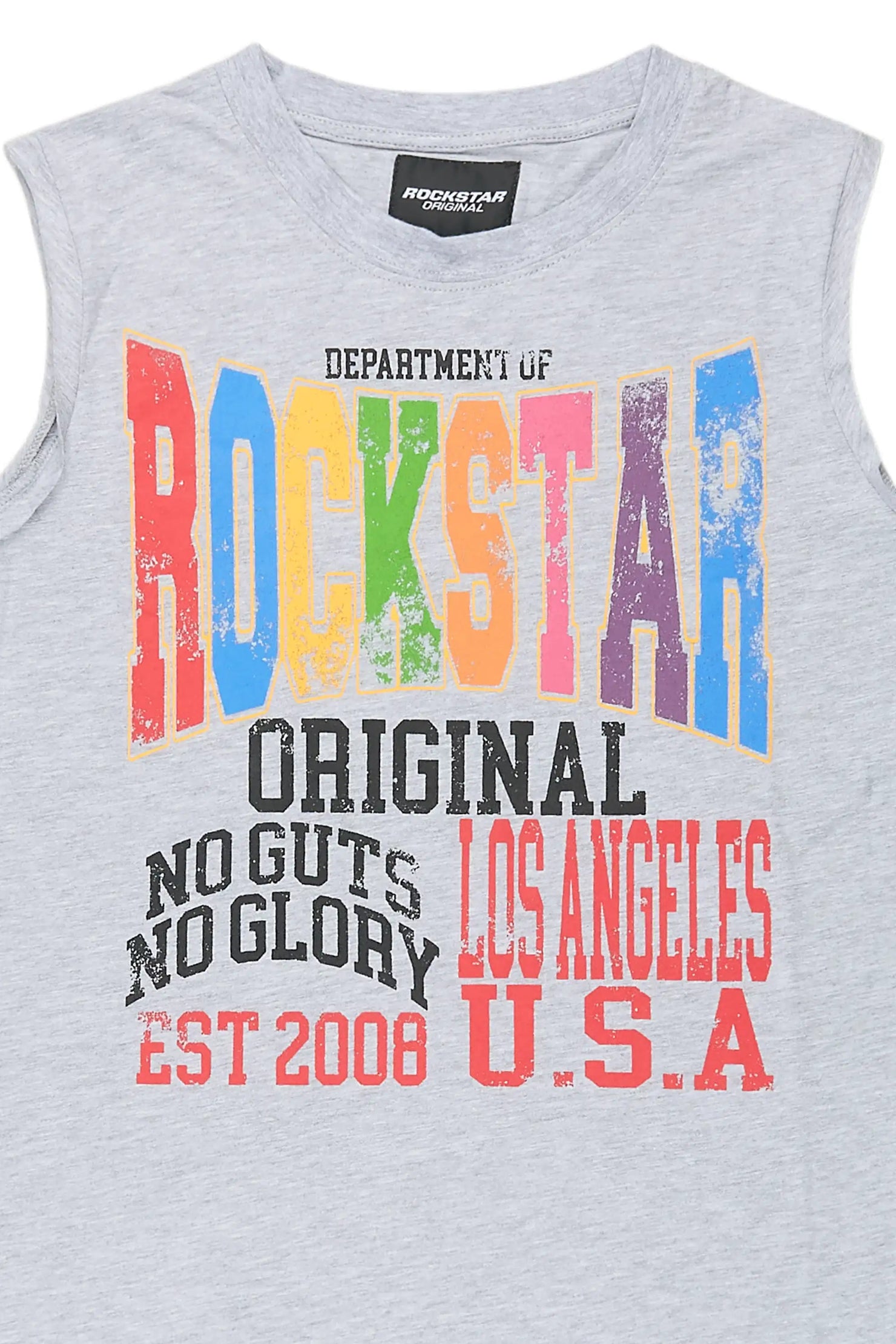 Boys Keen Heather Grey Cut Off Graphic T-Shirt