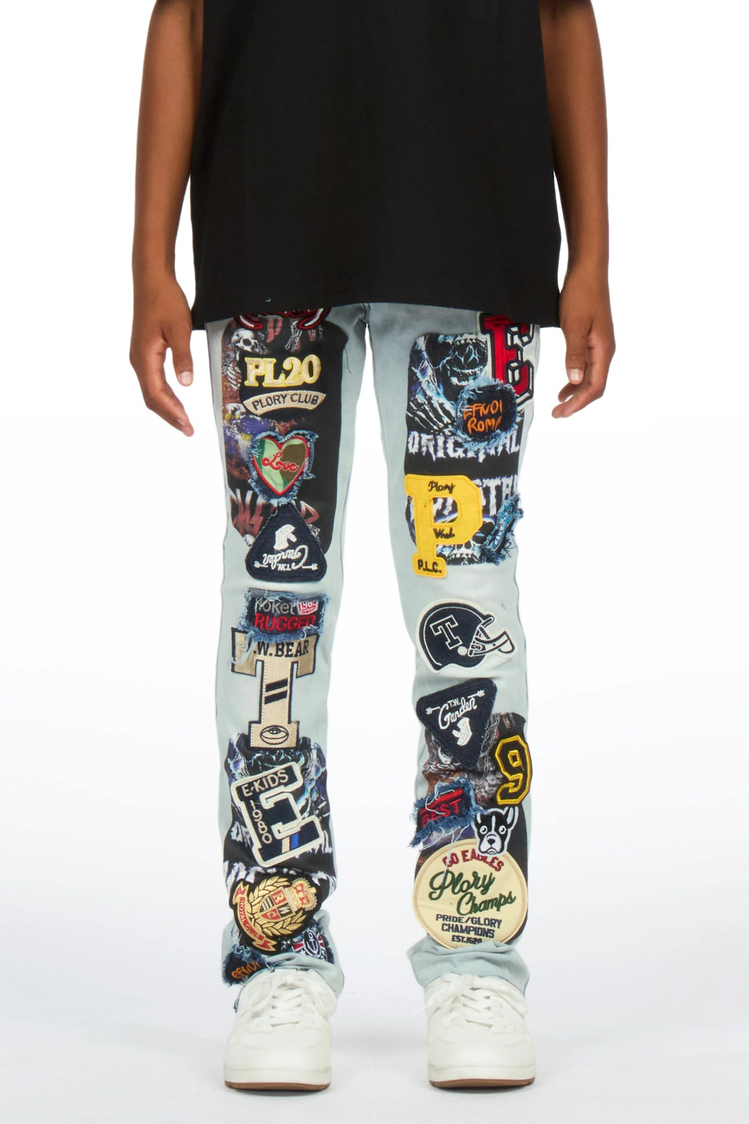 Boys Espen Blue Slim Patchwork Jean