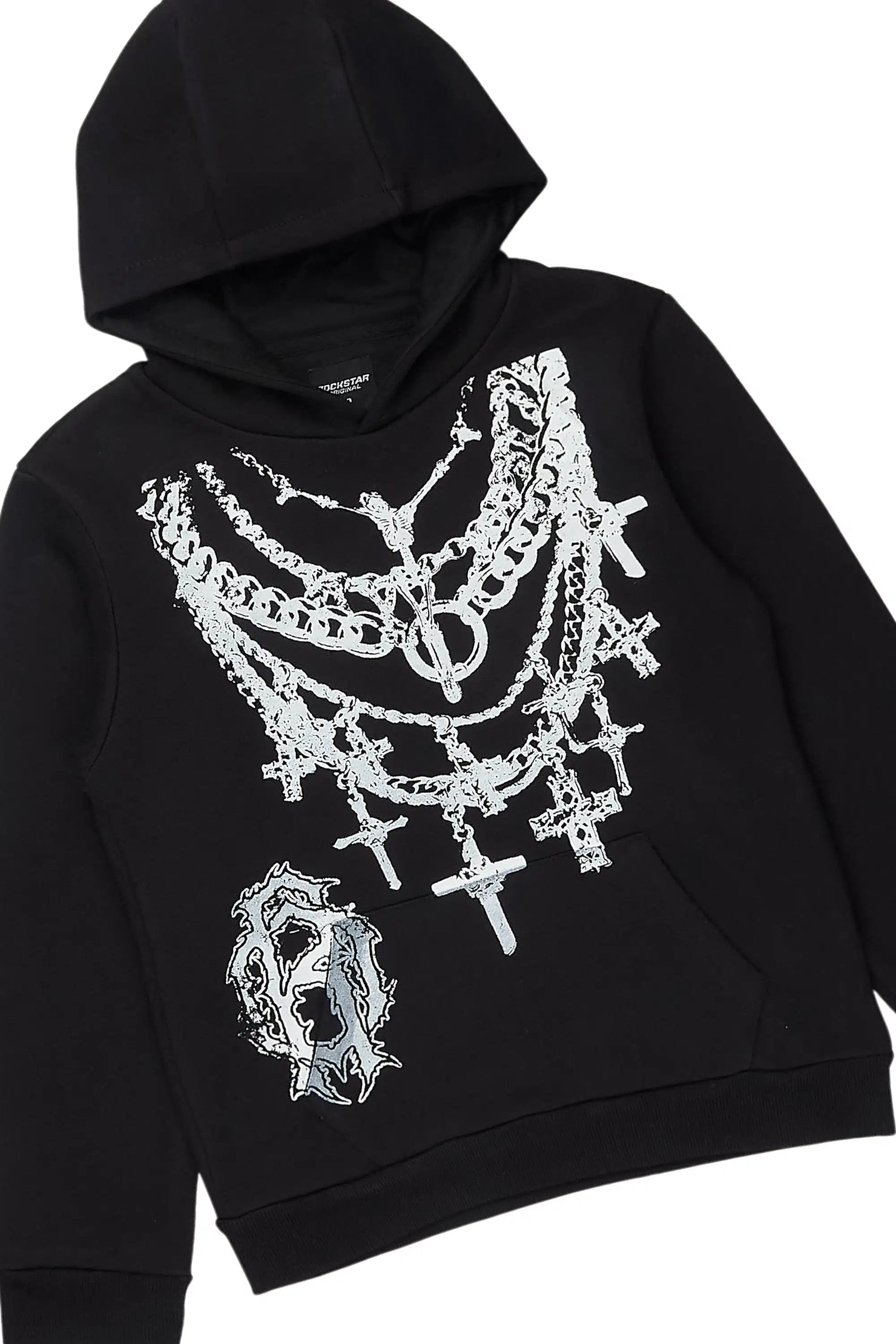 Boys Nyro Black/Grey Hoodie/Stacked Jean Set