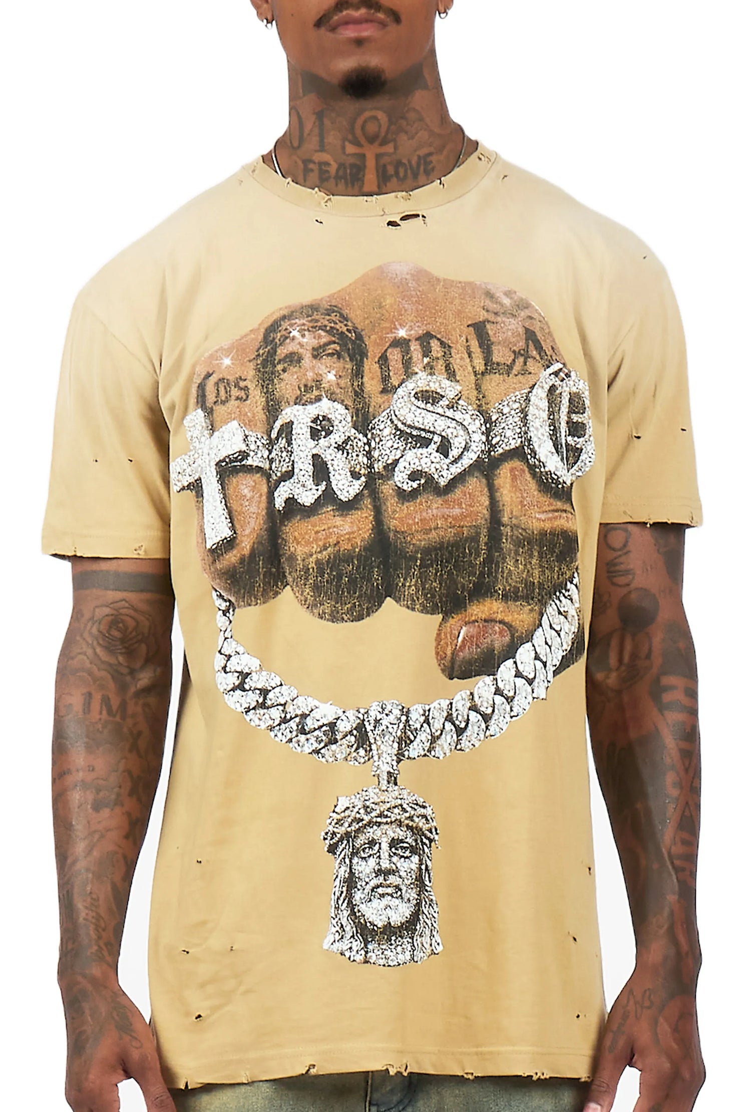 Echo Beige Oversized Graphic T-Shirt