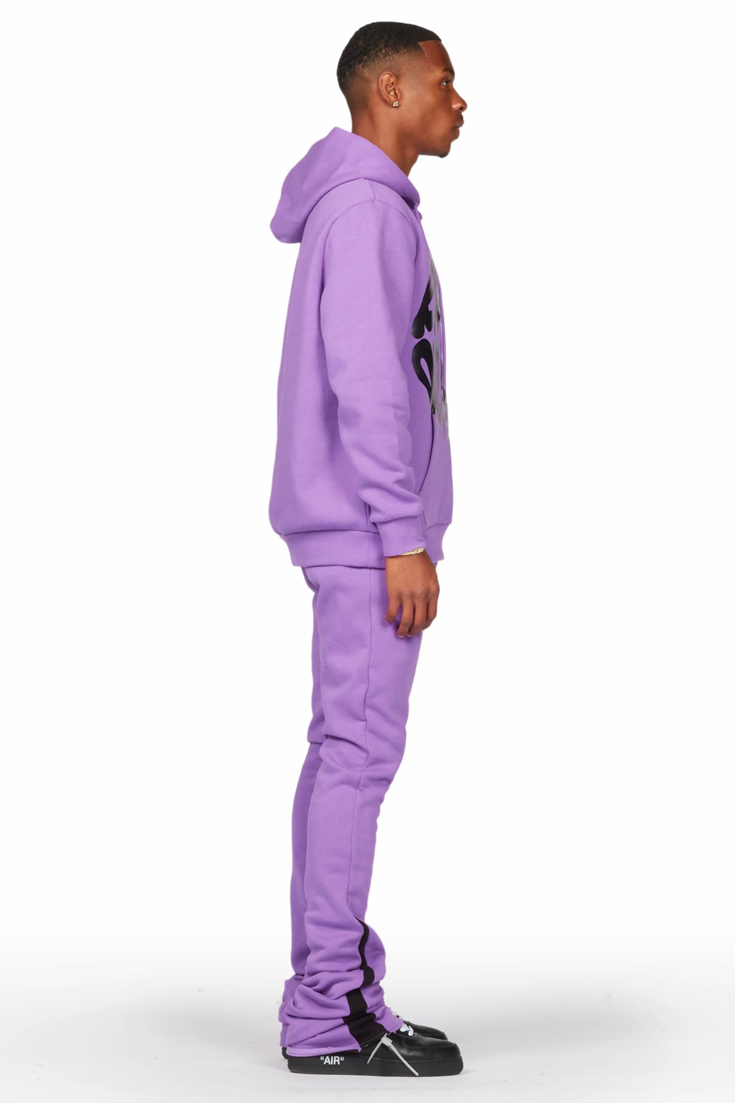 Thierry Purple Super Stacked Flare Track Pant Set