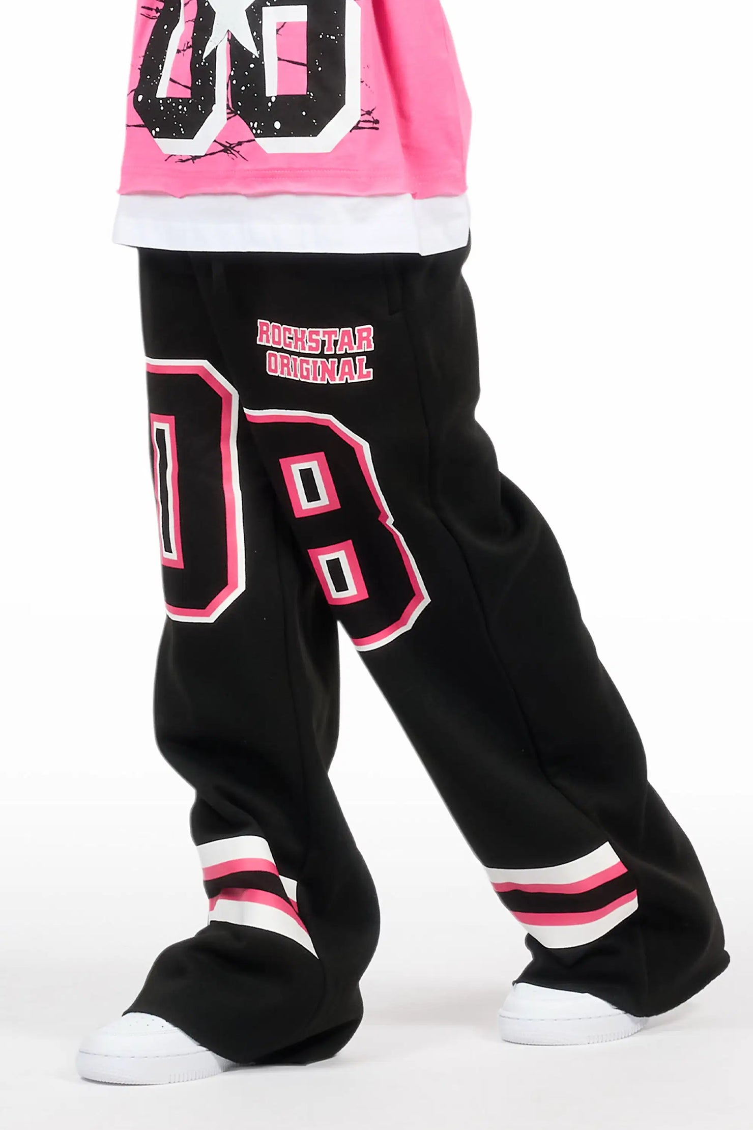 Girls Lenayh Black/Pink Baggy Track Pant