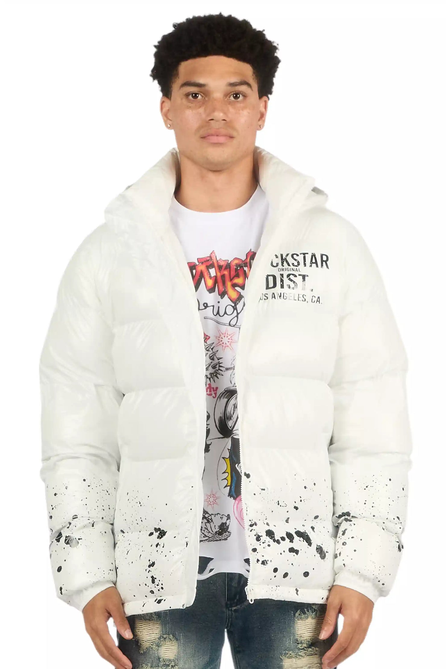 Raffer White Heavy Puffer Jacket