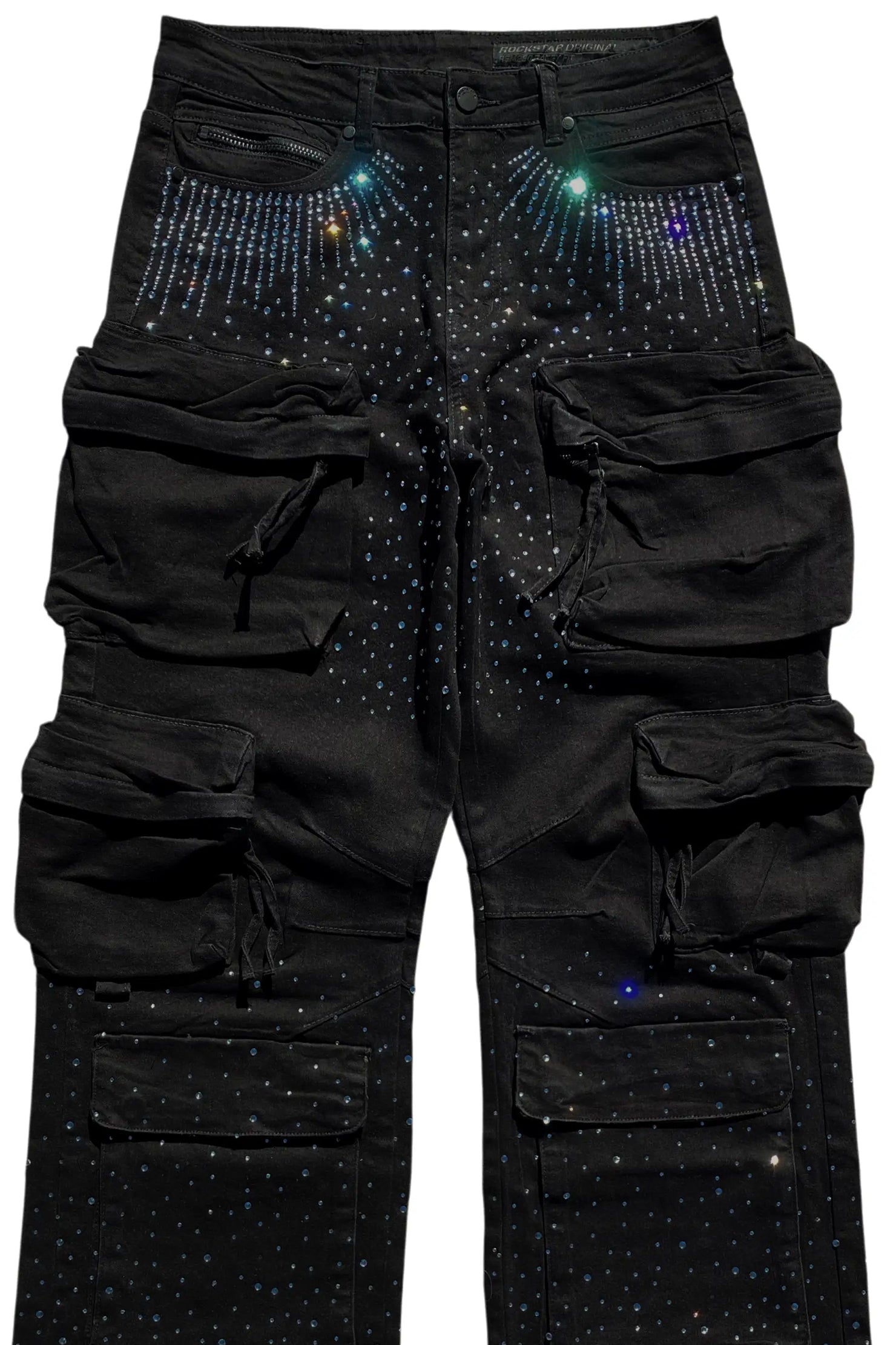 Keoni Black Rhinestone Baggy Jeans