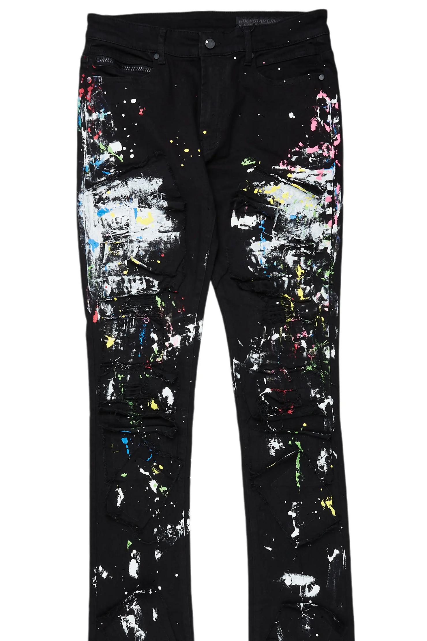 Dallon Black Painter Super Stacked Flare Jean