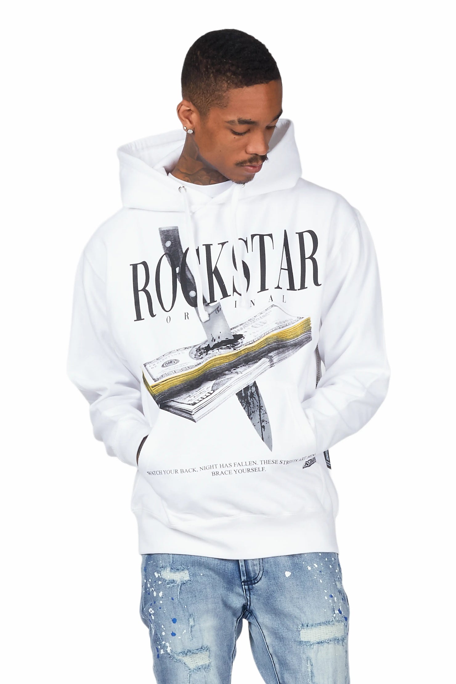 Dayte Nite White Graphic Hoodie