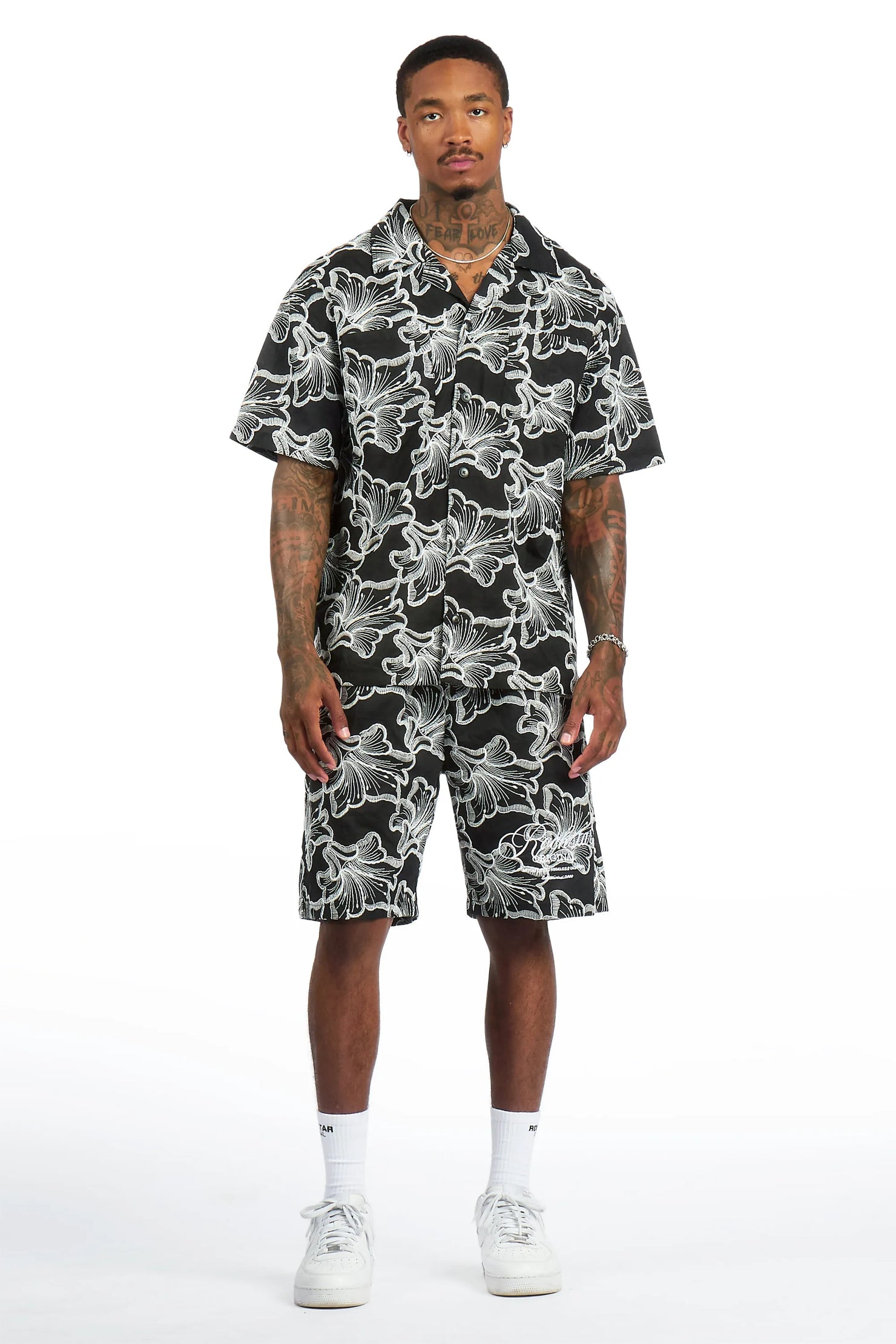 Phineas Black Button Down Shirt/Short Set