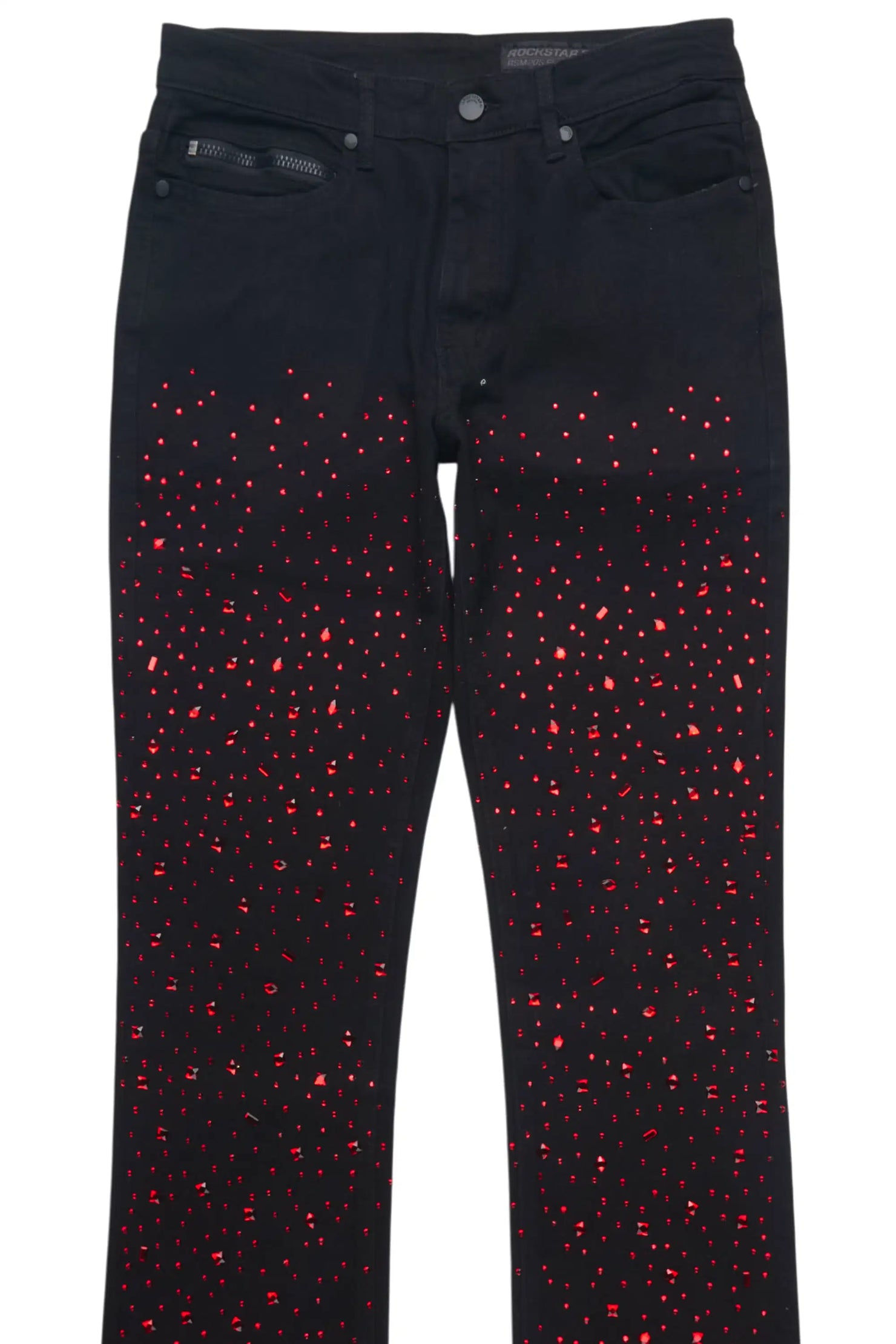 Twinkle Black Rhinestone Stacked Flare Jean