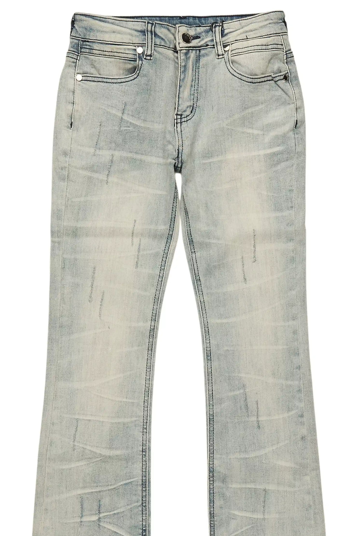 Boys Lakyn Light Wash Slim Stacked Flare Jean