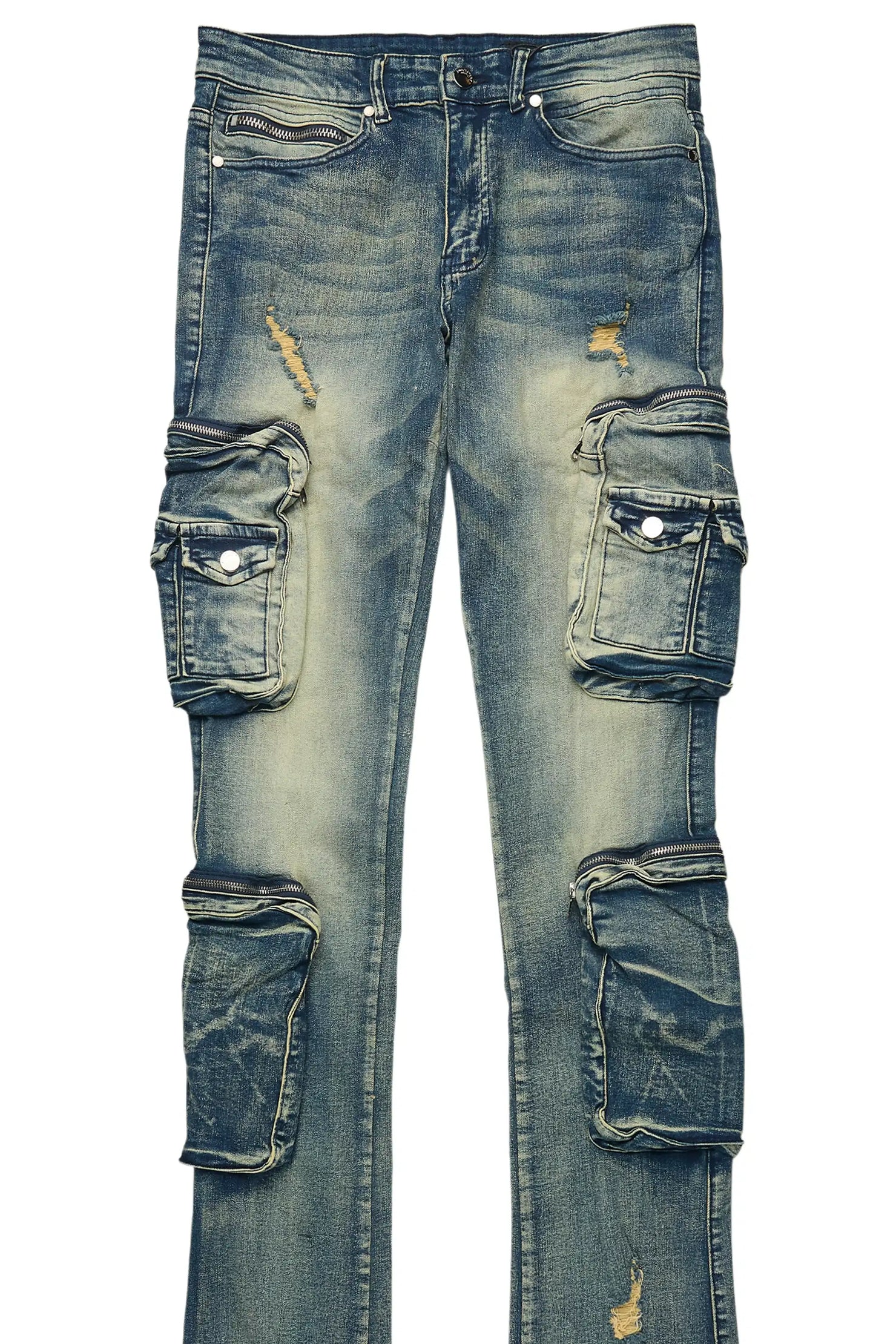 Allen Tint Blue Super Stacked Flare Jean