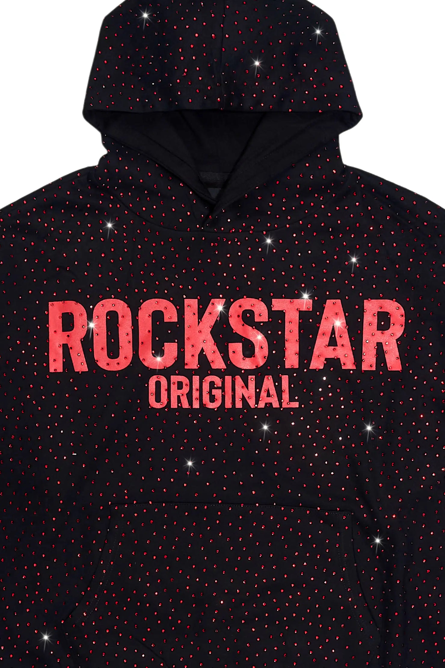 Crystiq Black/Red Rhinestone Oversized Hoodie