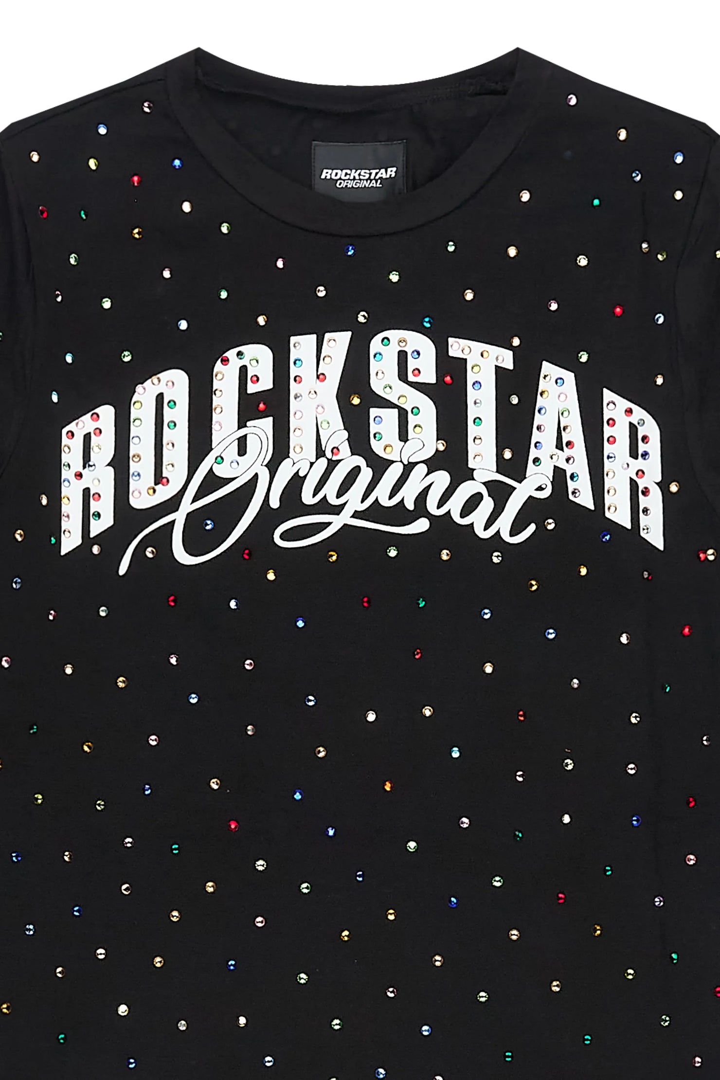 Girls Franchesca Black Rhinestone T-Shirt