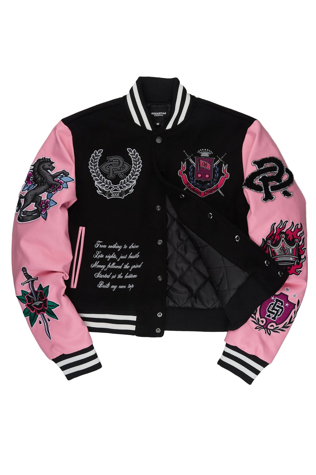 Althene Black/Pink Oversized Varsity Jacket