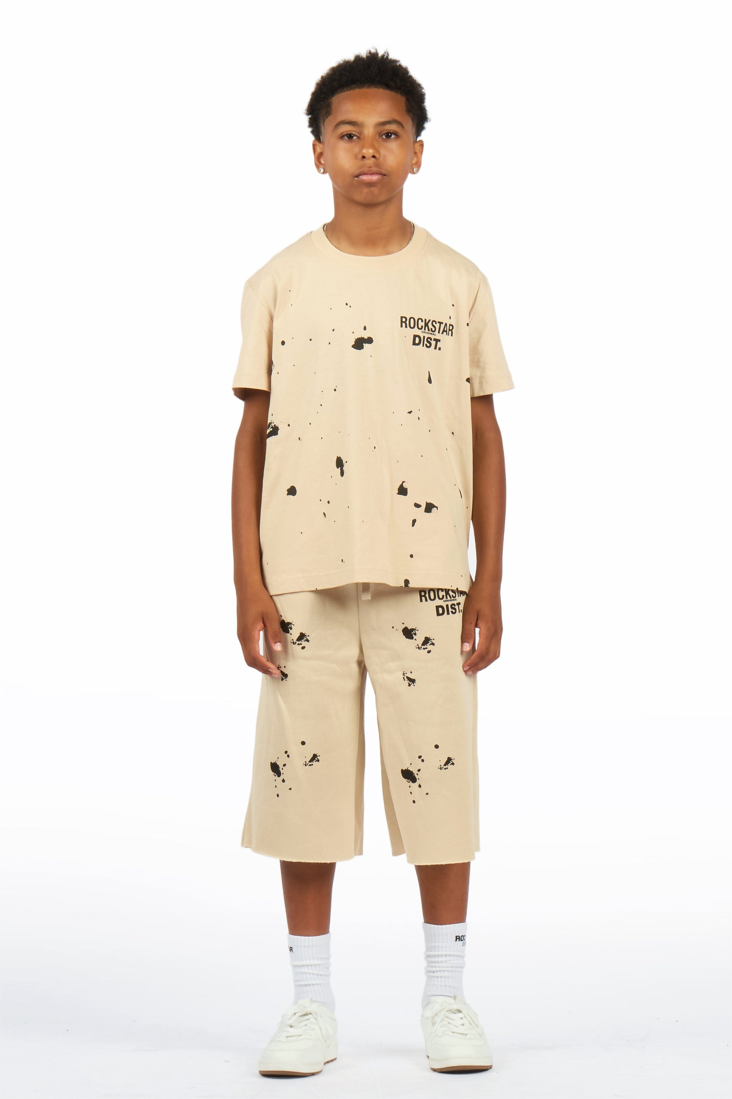 Boys Raffer Beige/Beige T-Shirt Jort Set