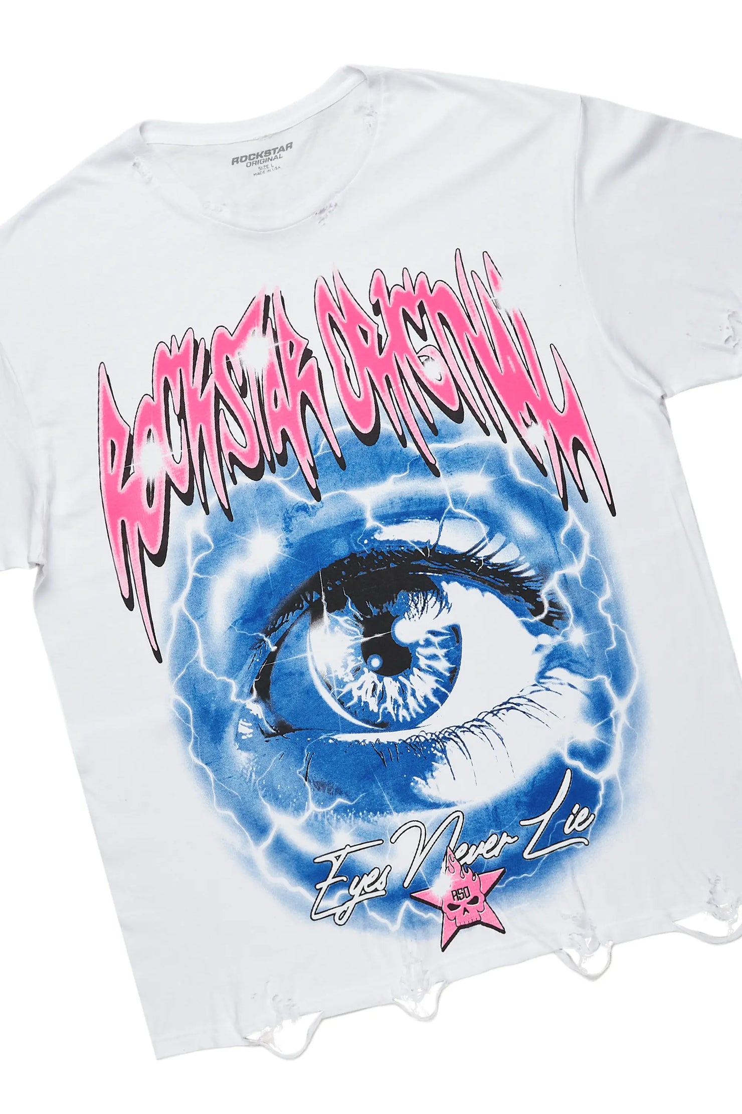 Pello White/Blue Oversized T-Shirt/Super Stacked Flare Jean Bundle