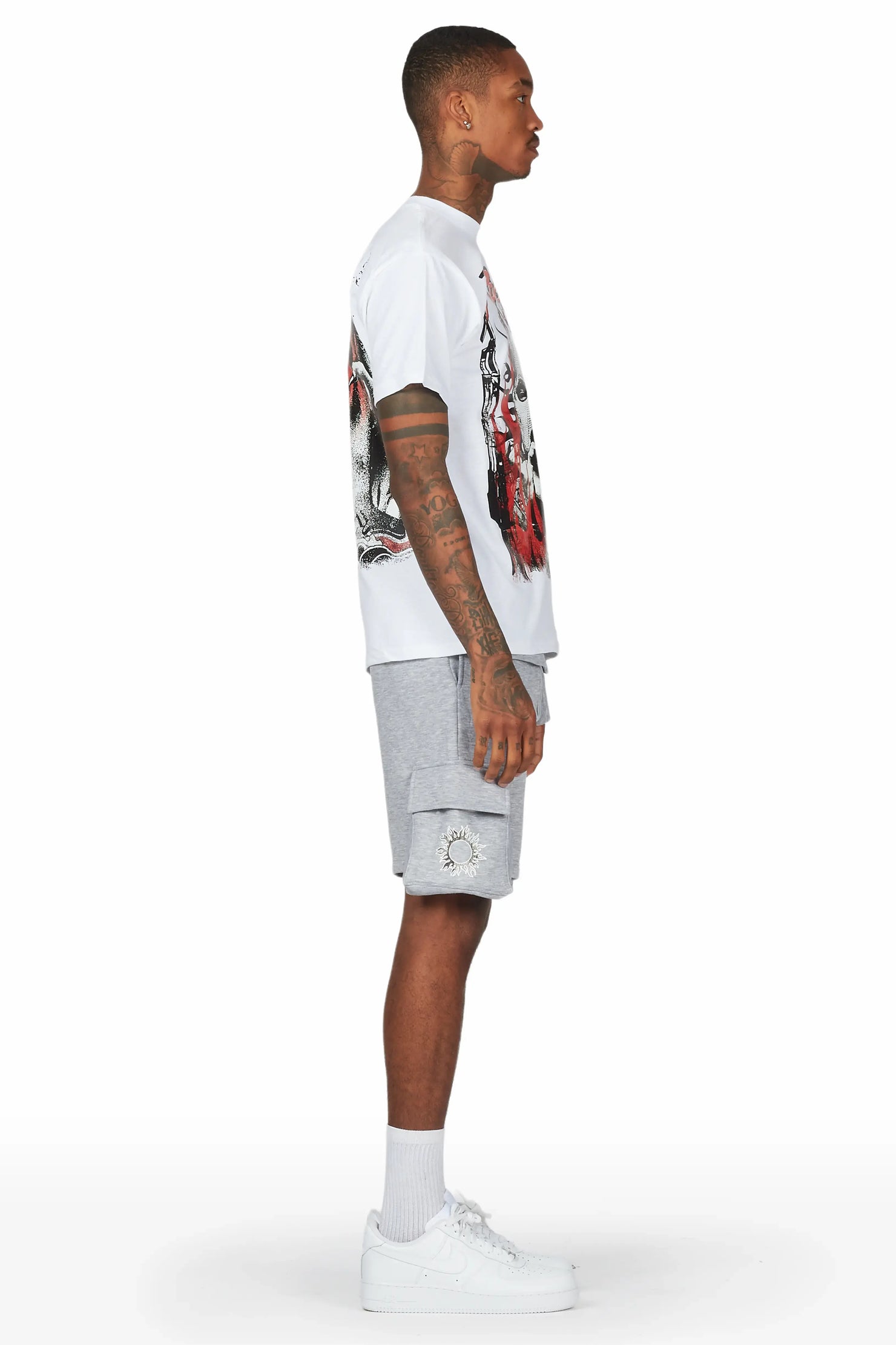 Merci White/Grey T-Shirt Short Set