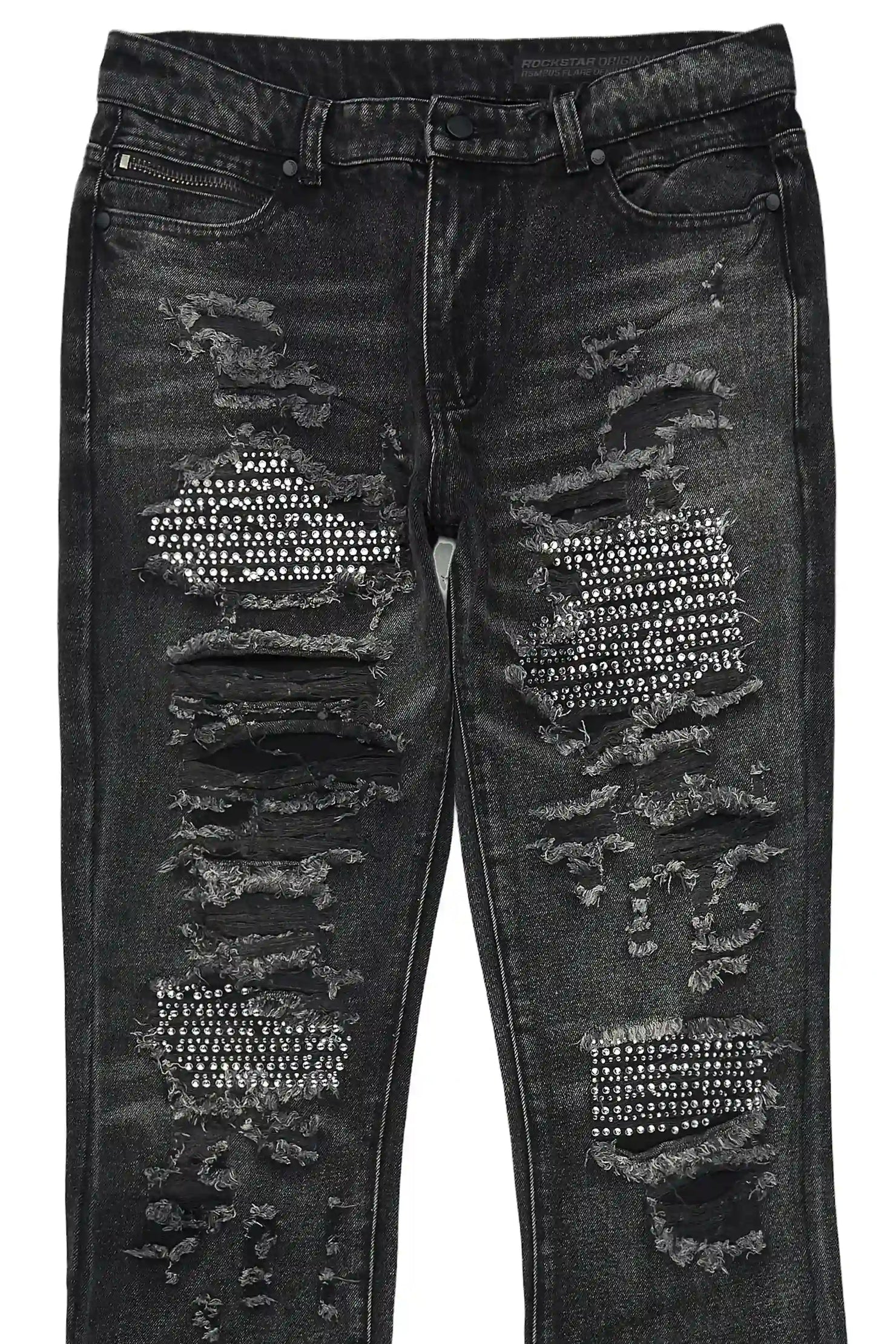 Mathey Dark Grey Rhinestone Stacked Fit Jean