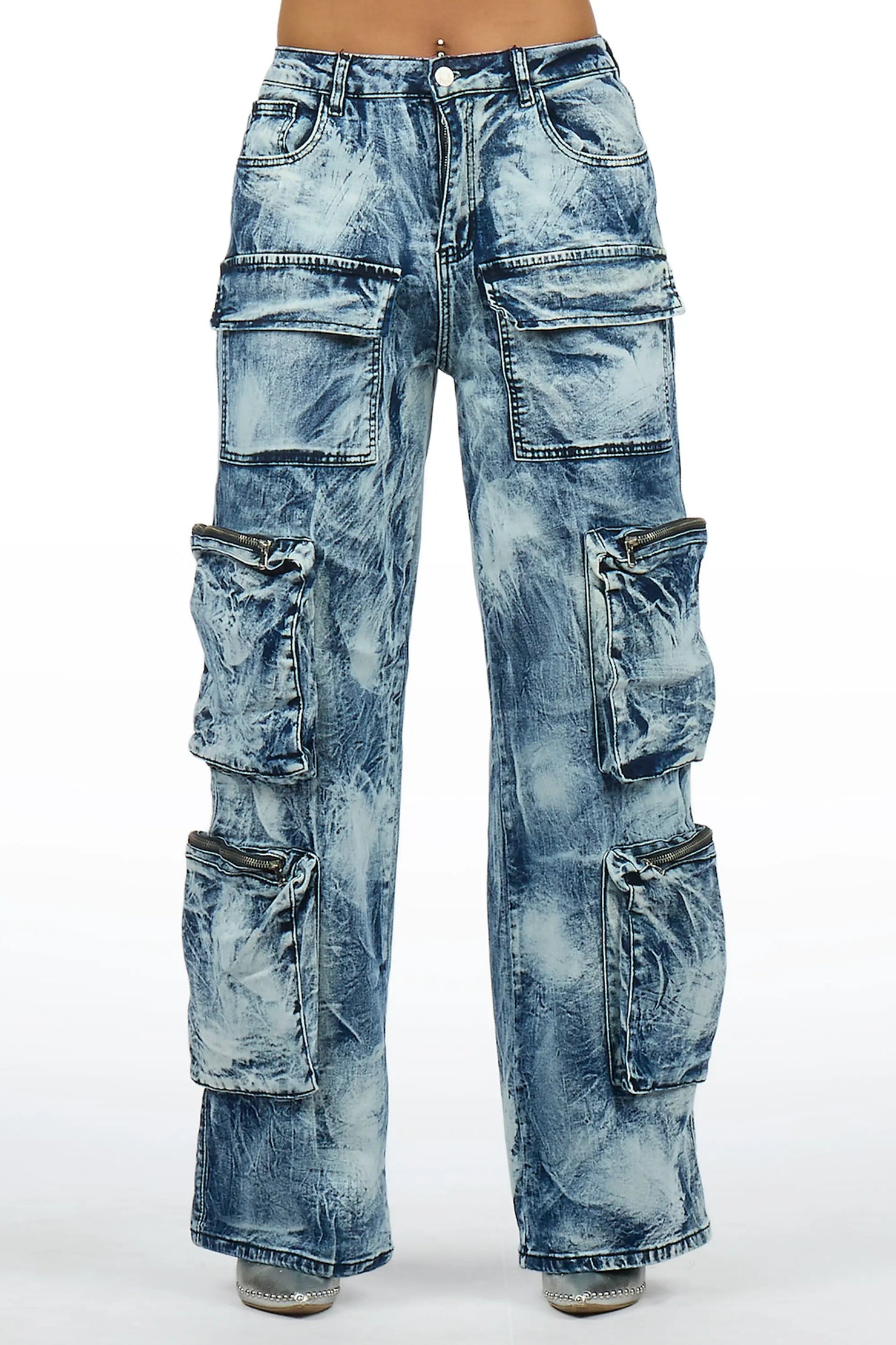 Malaika Blue Cargo Stacked Jean