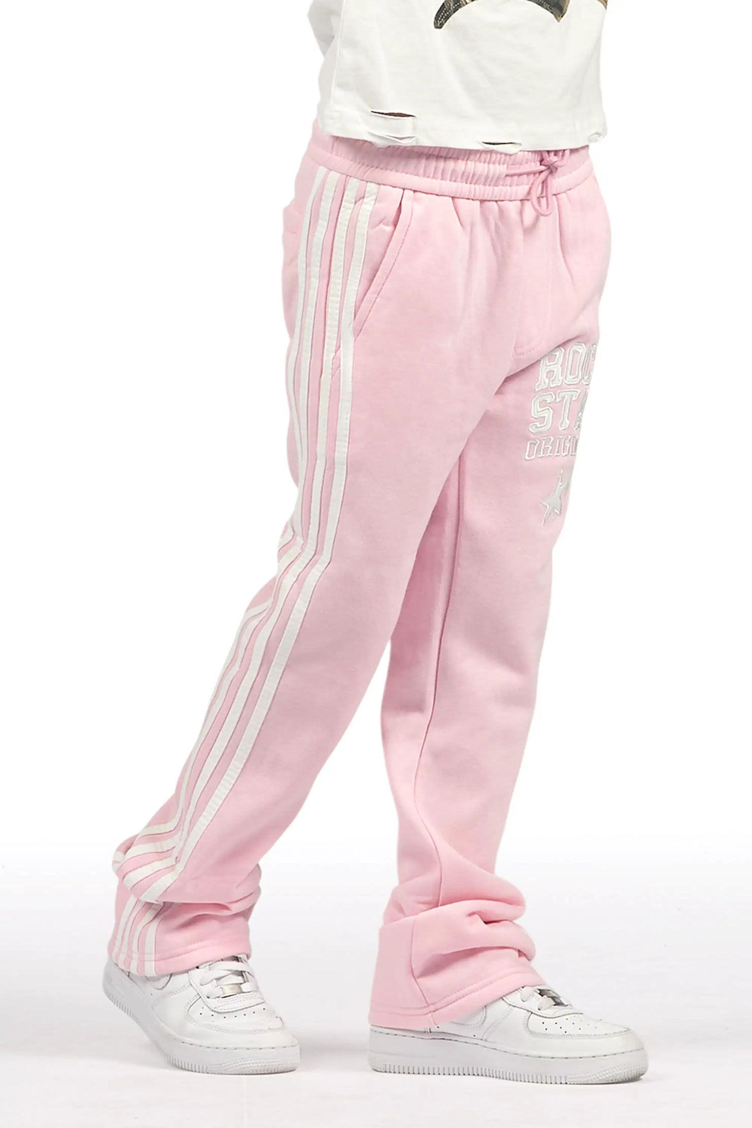 Girls Gerrit Pink Stacked Baggy Track Pant