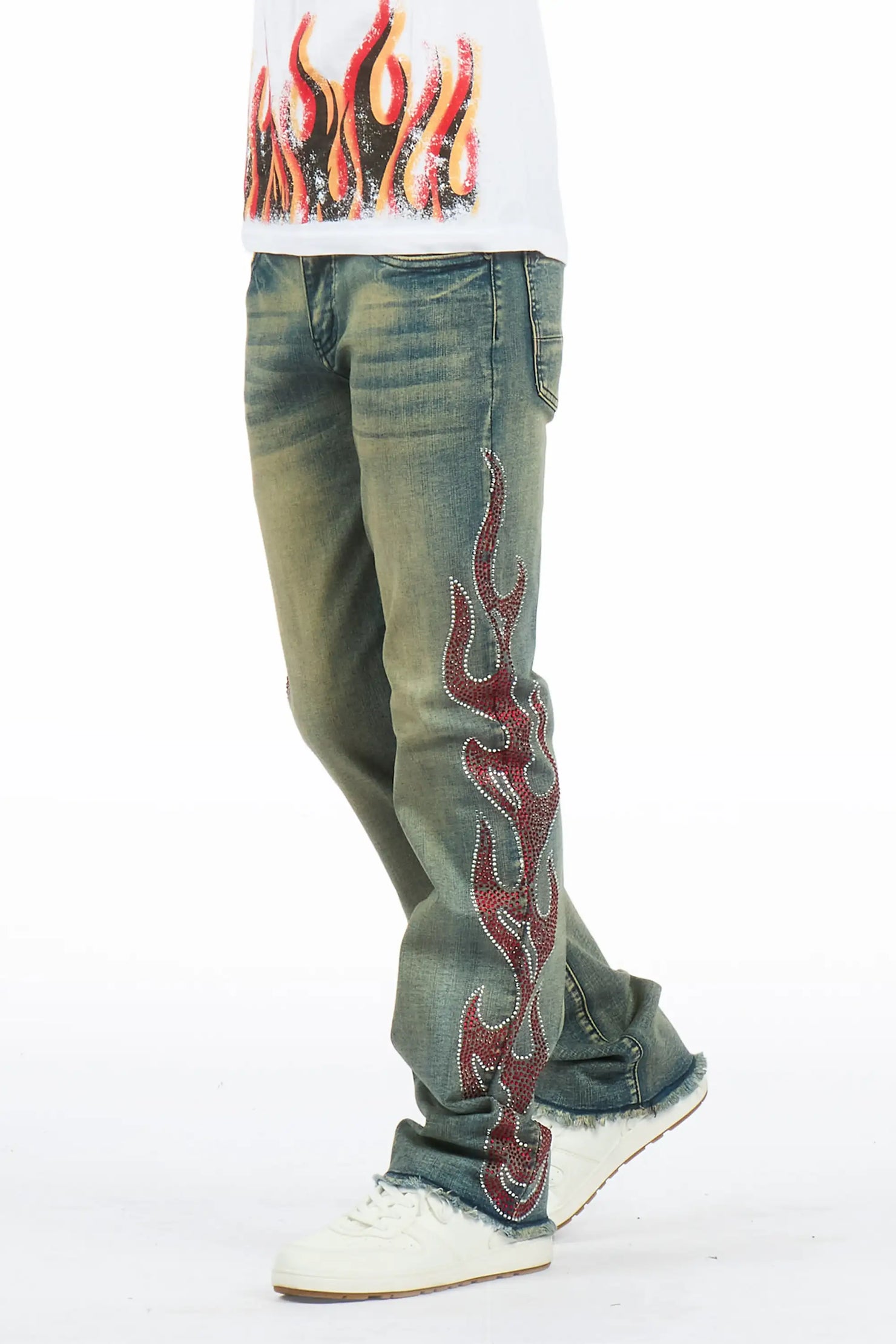 Boys Sword Vintage Blue Stacked Flare Jean