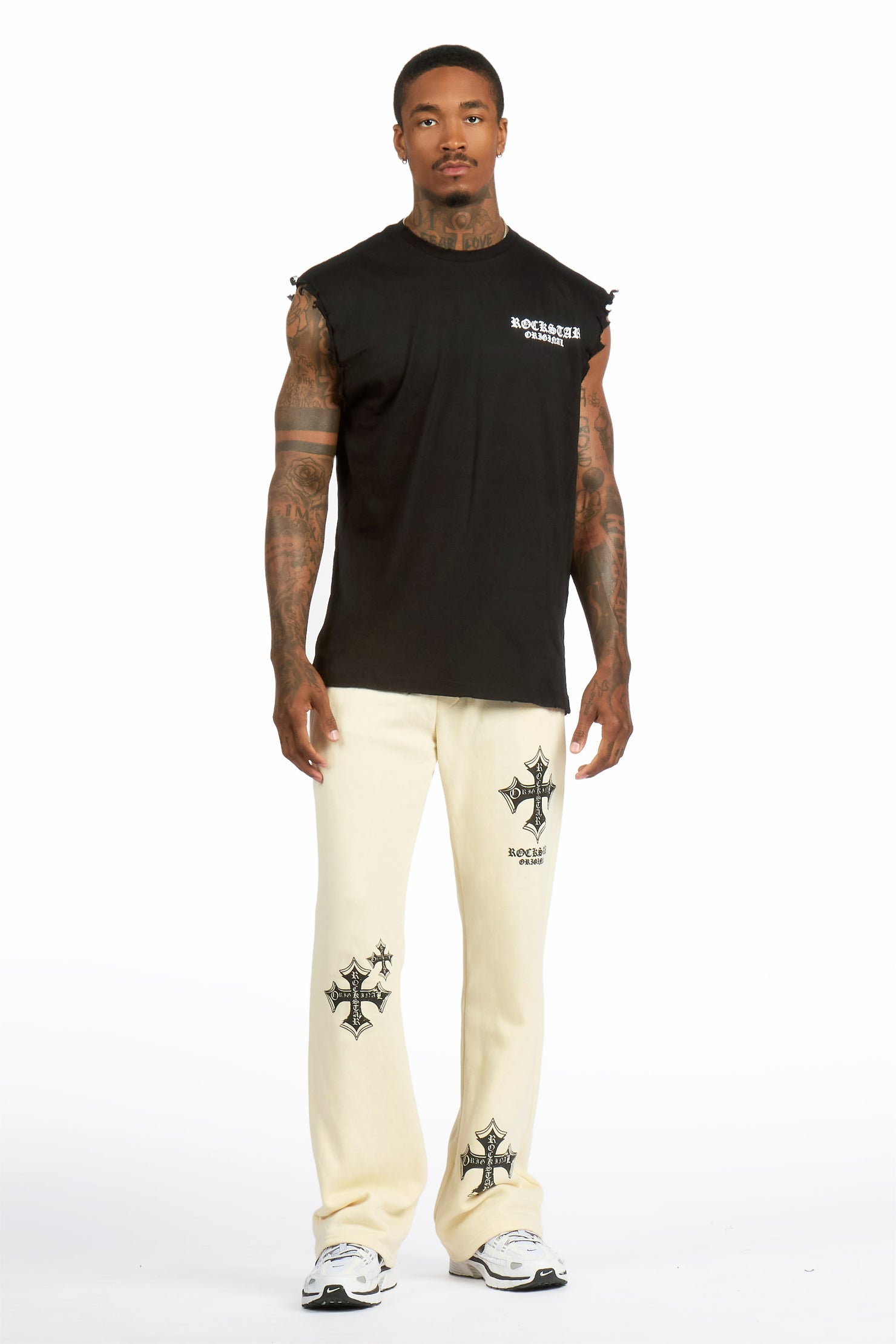 Arkady 2.0 Black/Sand Cut Sleeve/Stacked Pant Track Set
