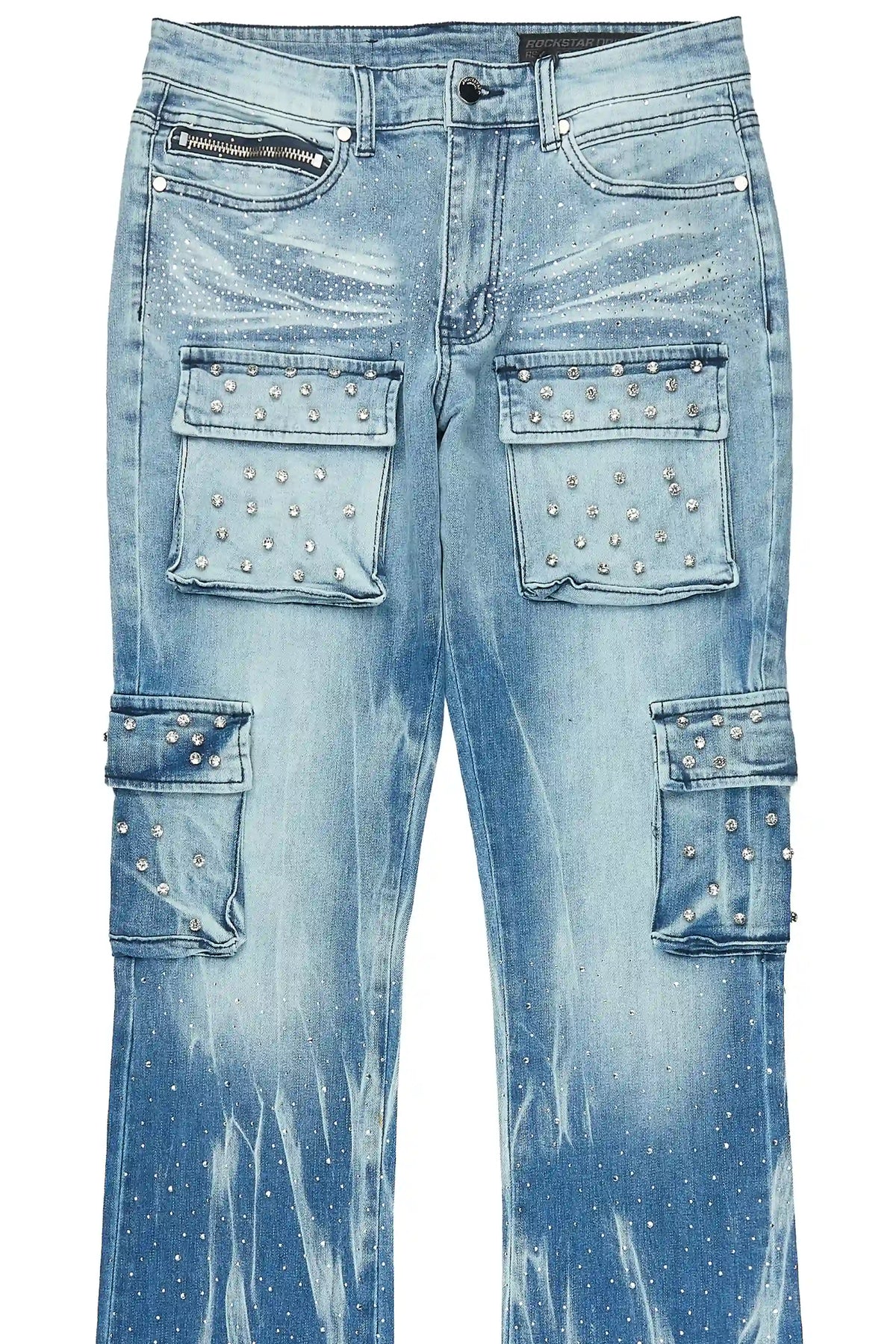 Arman Blue Rhinestone Stacked Fit Jean