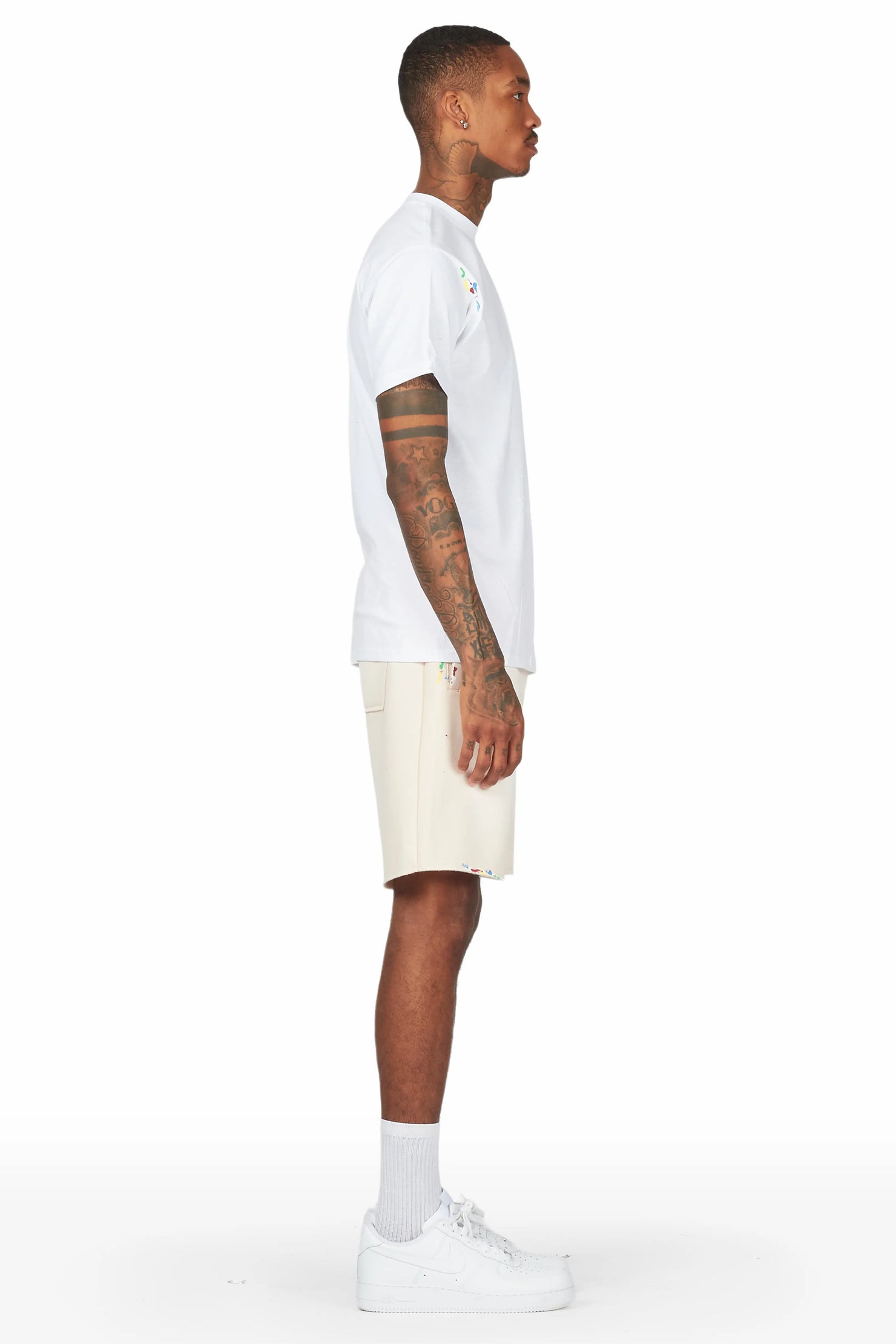 Rockstar Art Dist. White/Beige T-Shirt Short Set