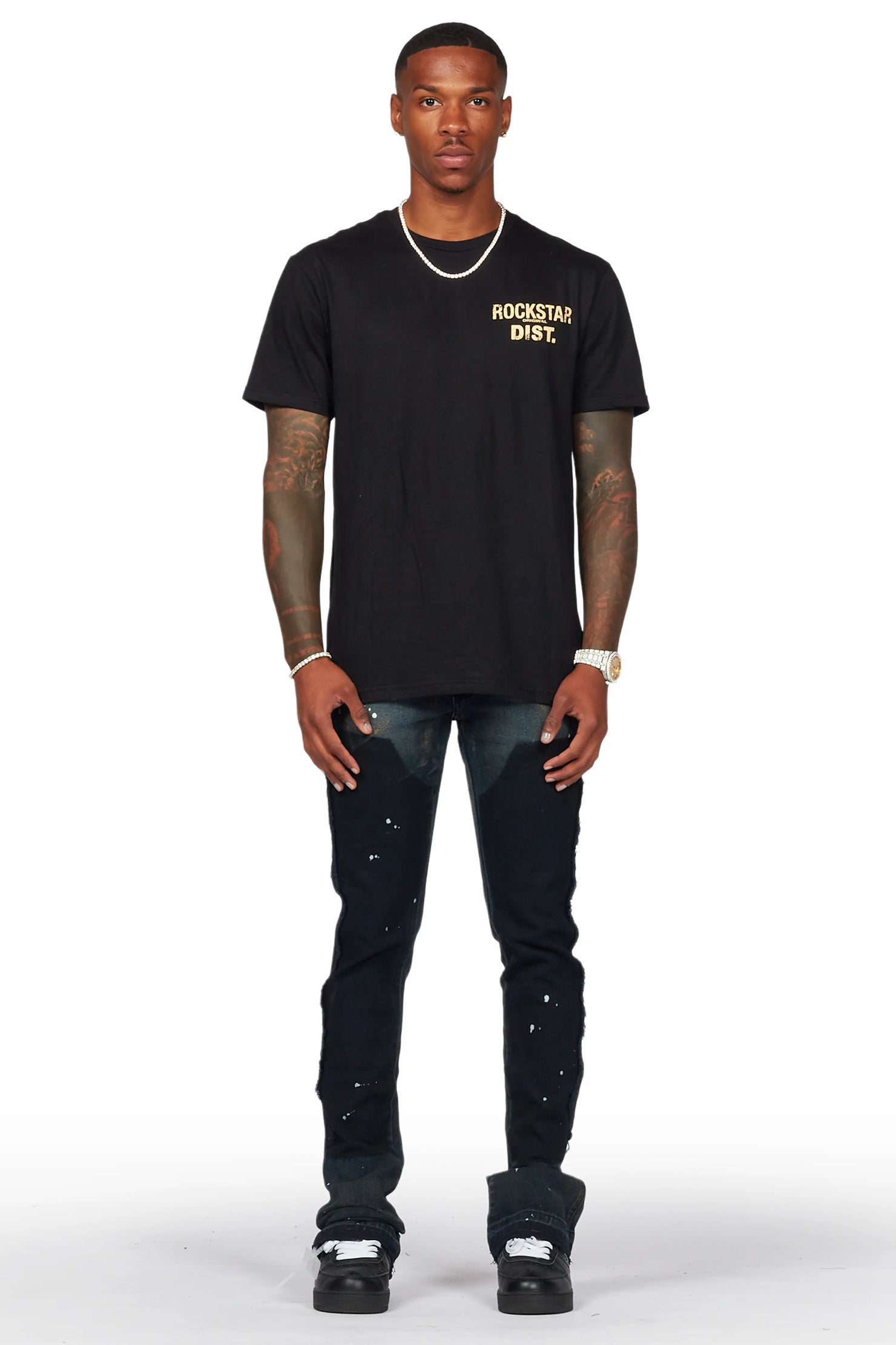 Serrano Black Stacked Flare Jean