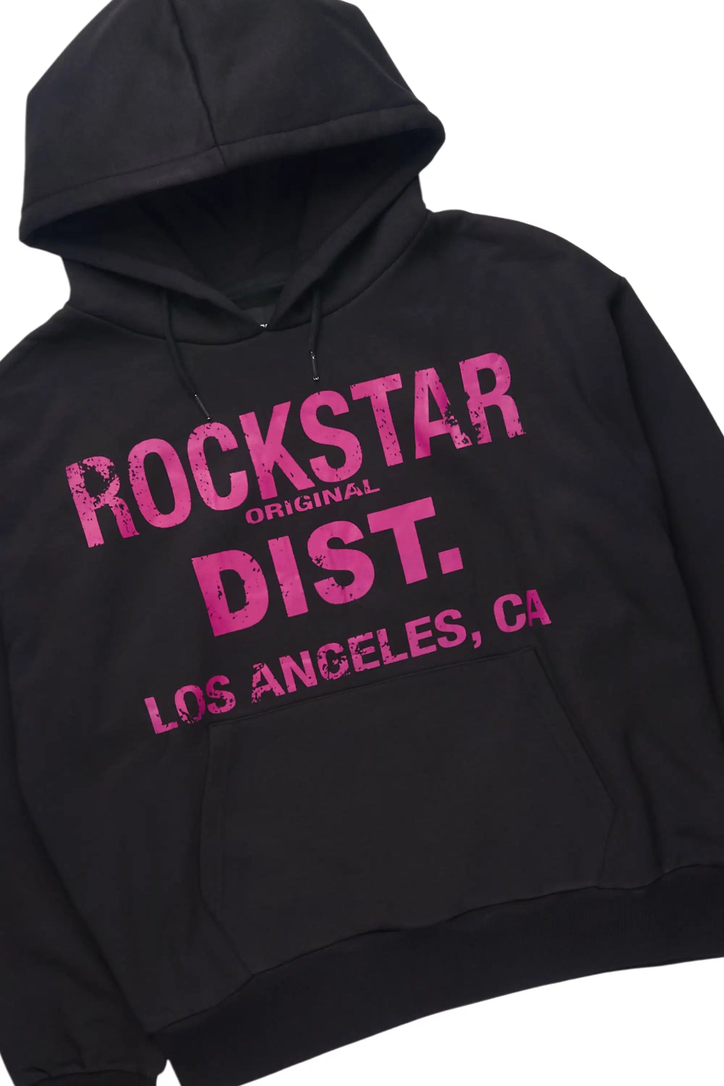 Saxon Pink/Black Hoodie/Stacked Flare Jean Set