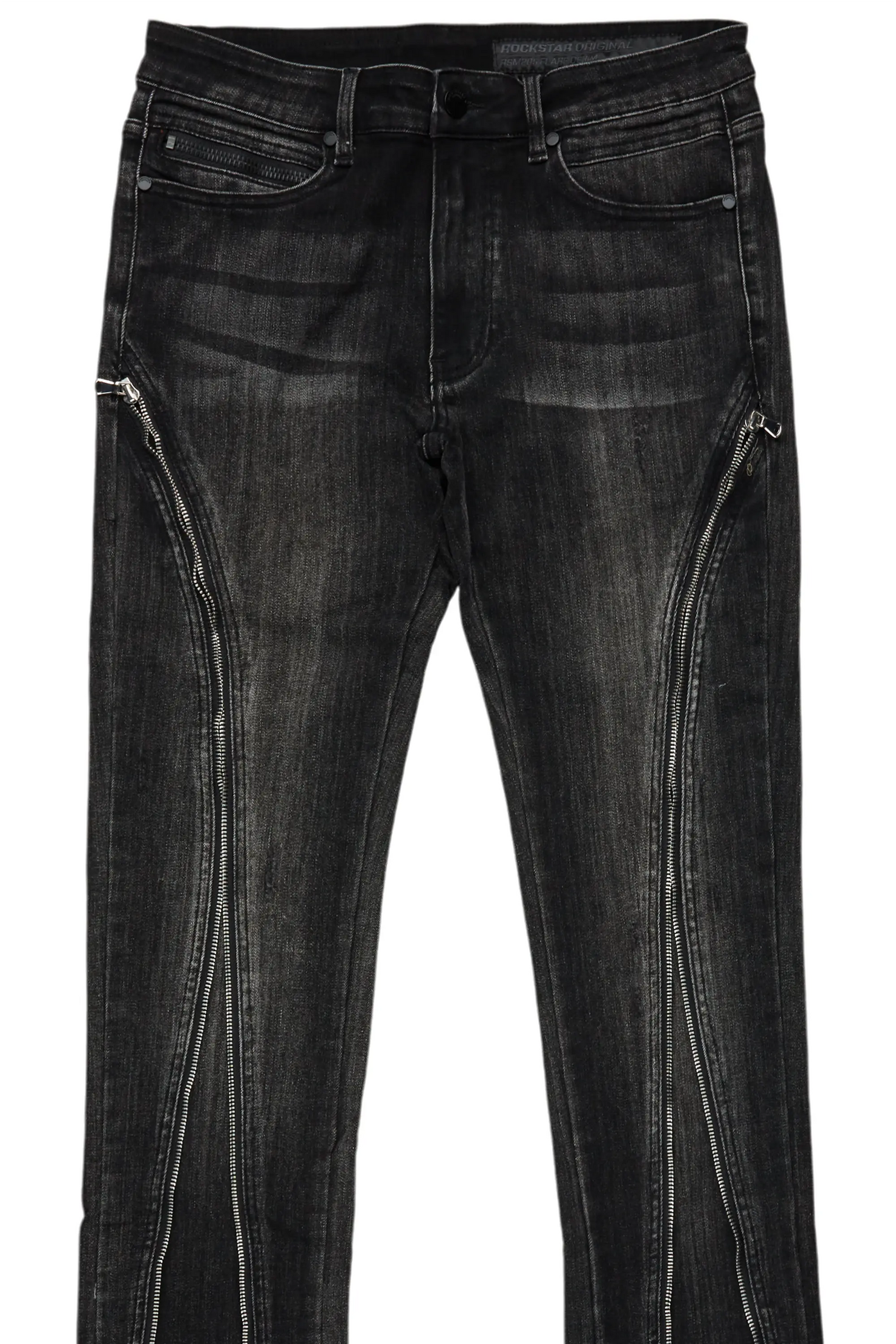 Rani Black Stacked Flare Jean