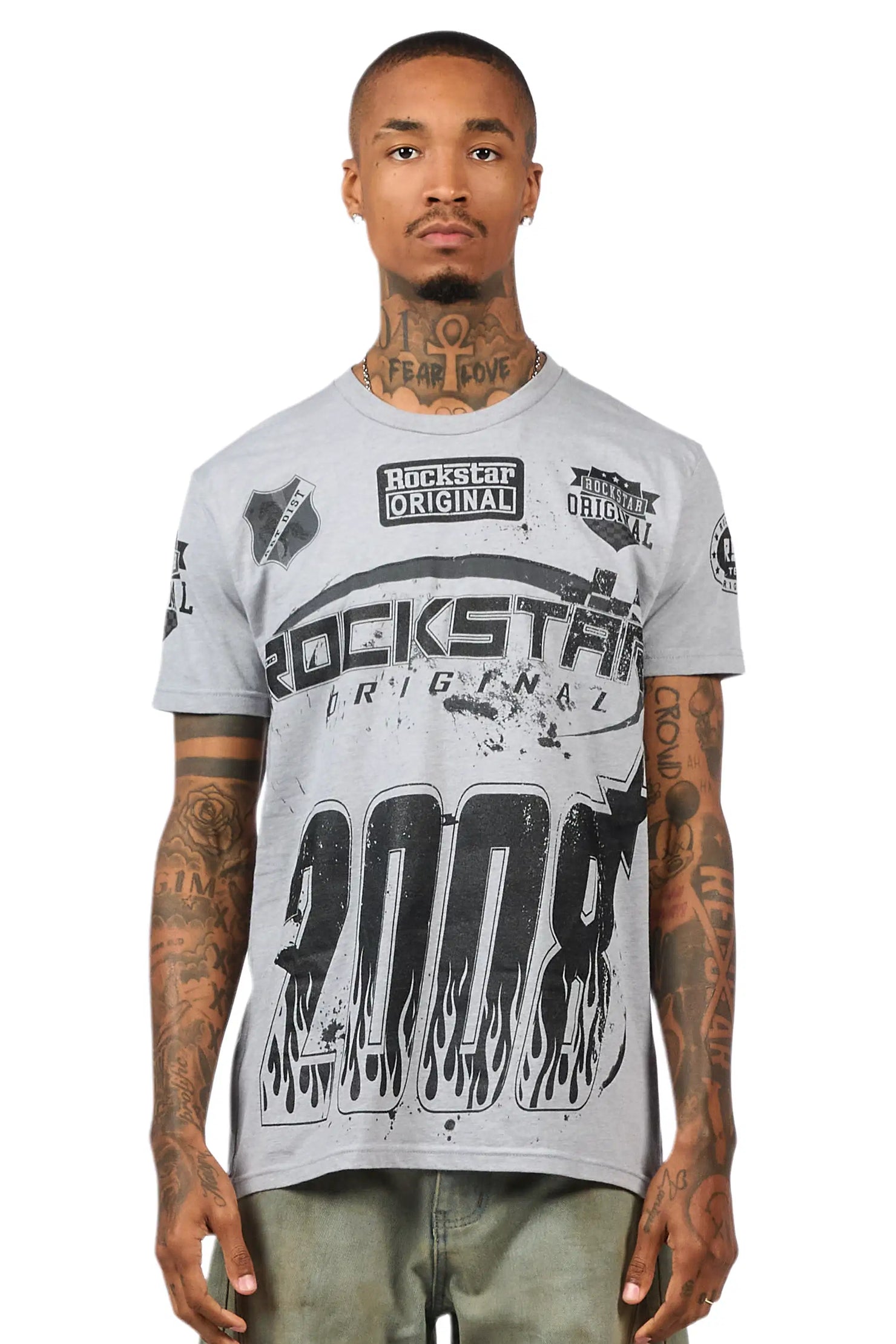 Amos 2.0 Heather Grey/Black Graphic T-Shirt