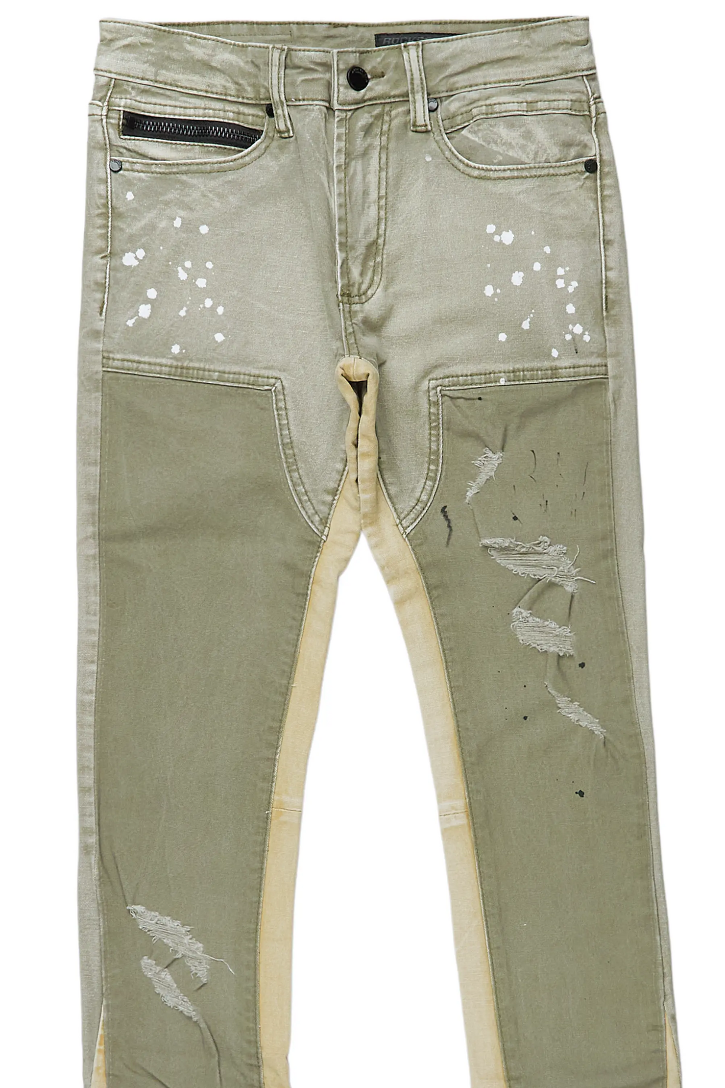 Quetzel Vintage Olive Stacked Flare Jean