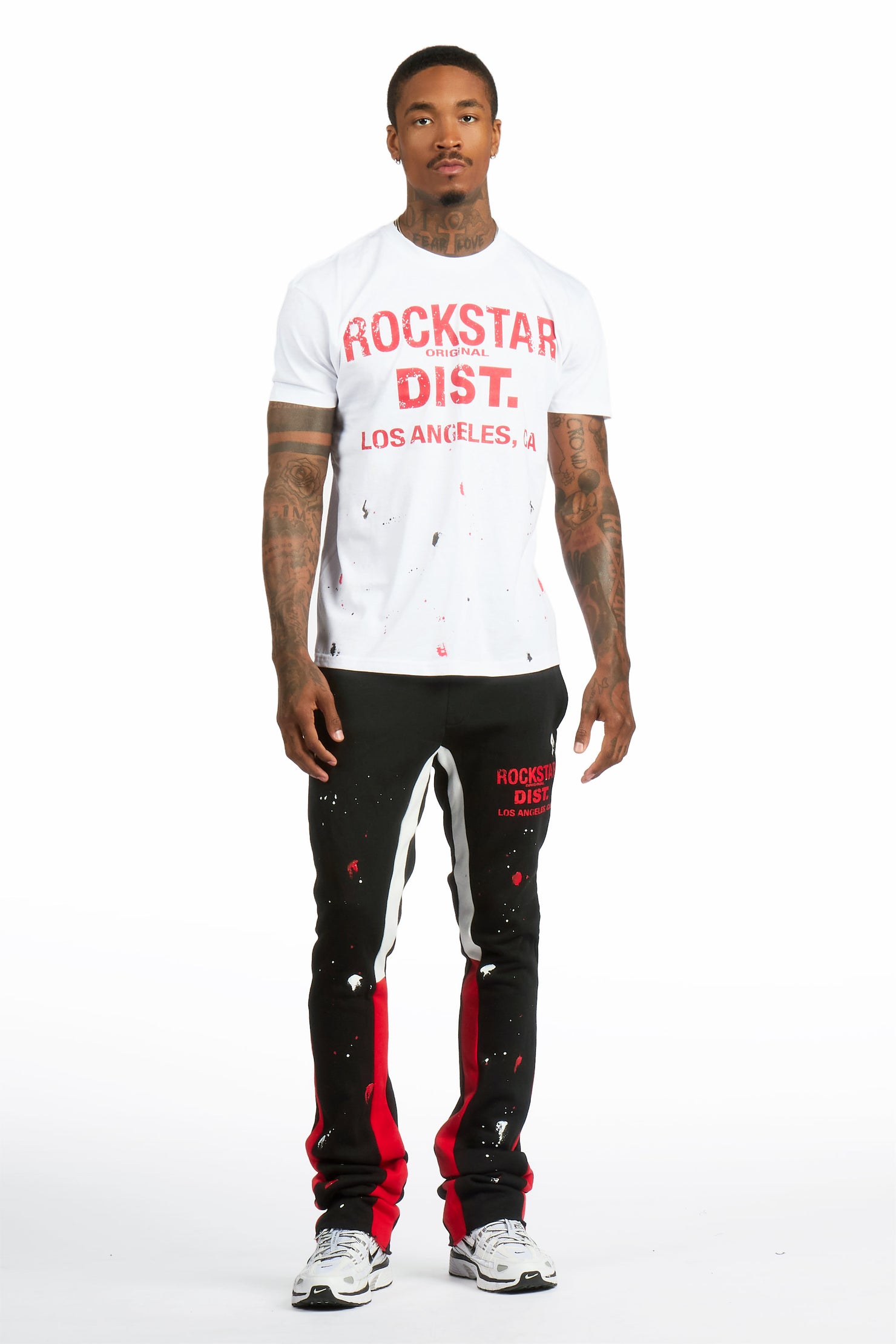 Scottie White/Black T-Shirt/Stacked Flare Track Pant Set