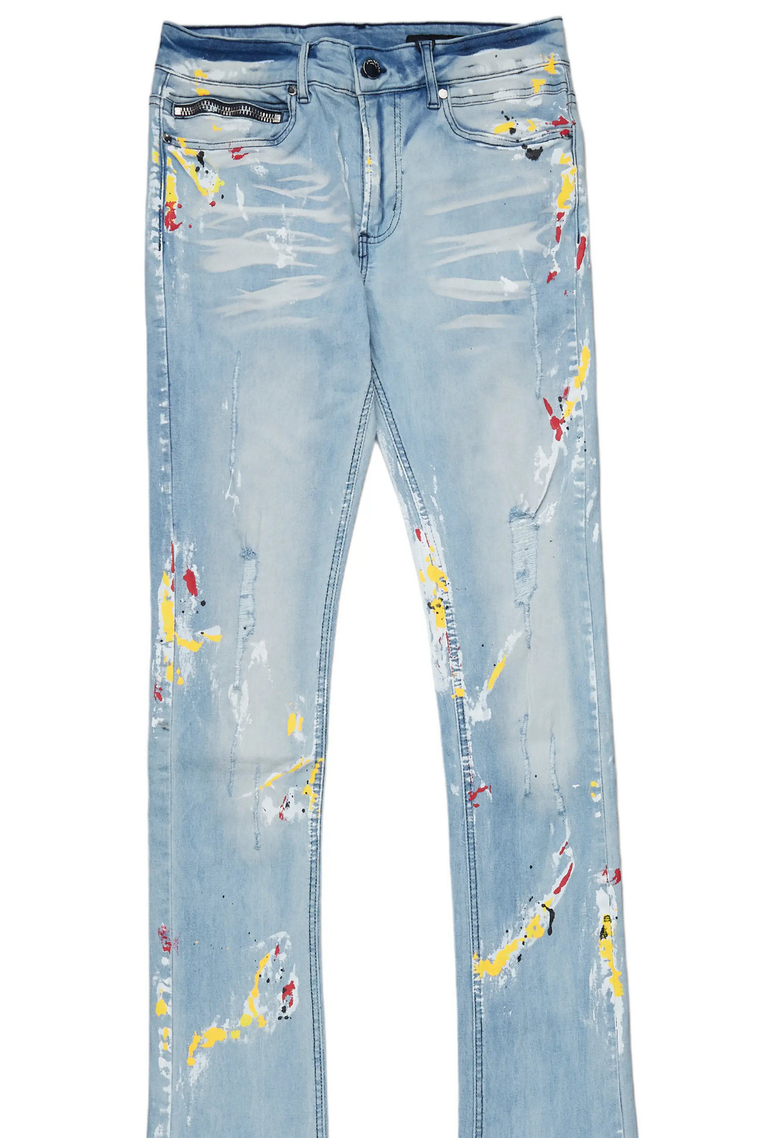 Bashar Blue Painter Super Stacked Flare Jean
