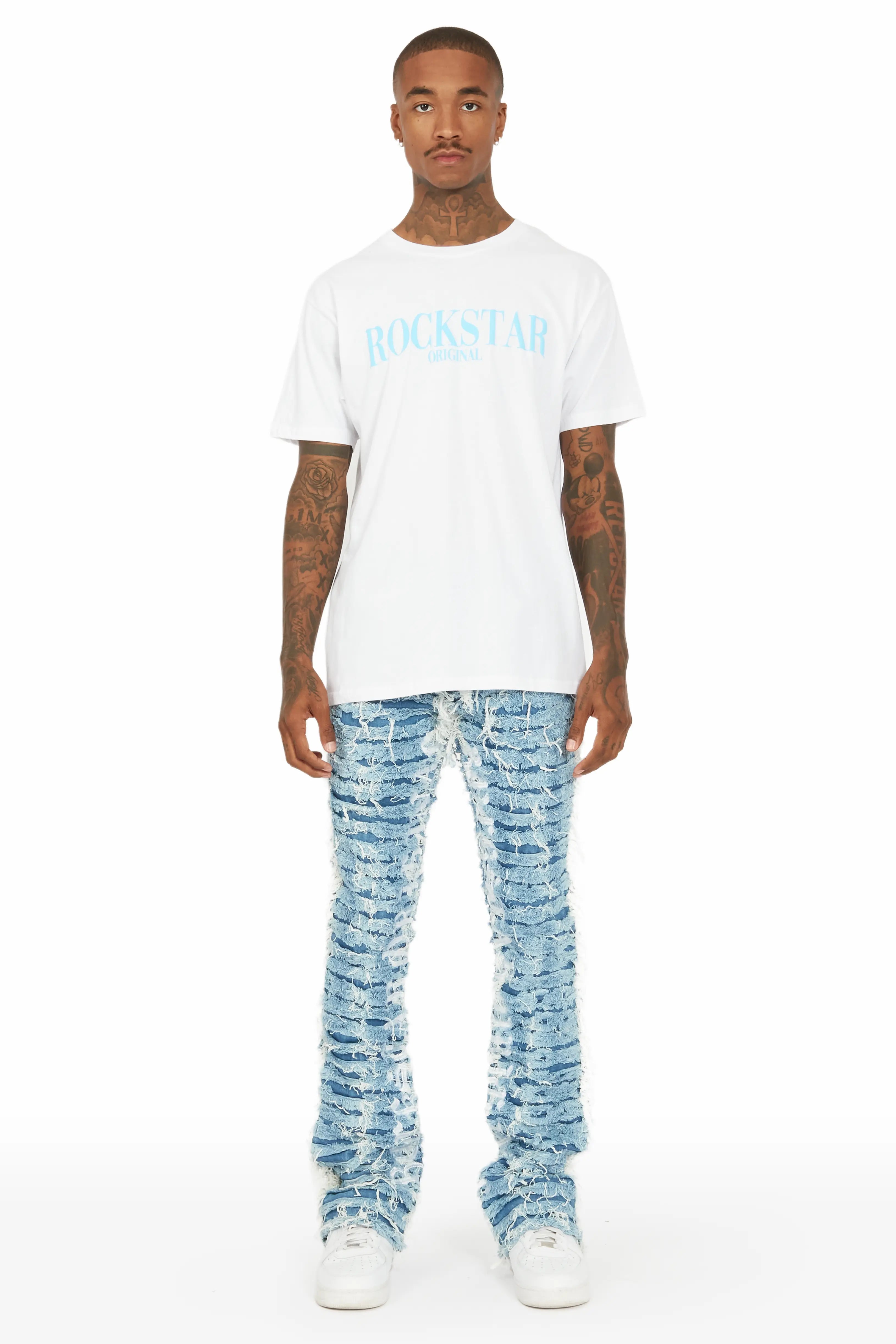 Giovanni Blue Stacked Flare Jean