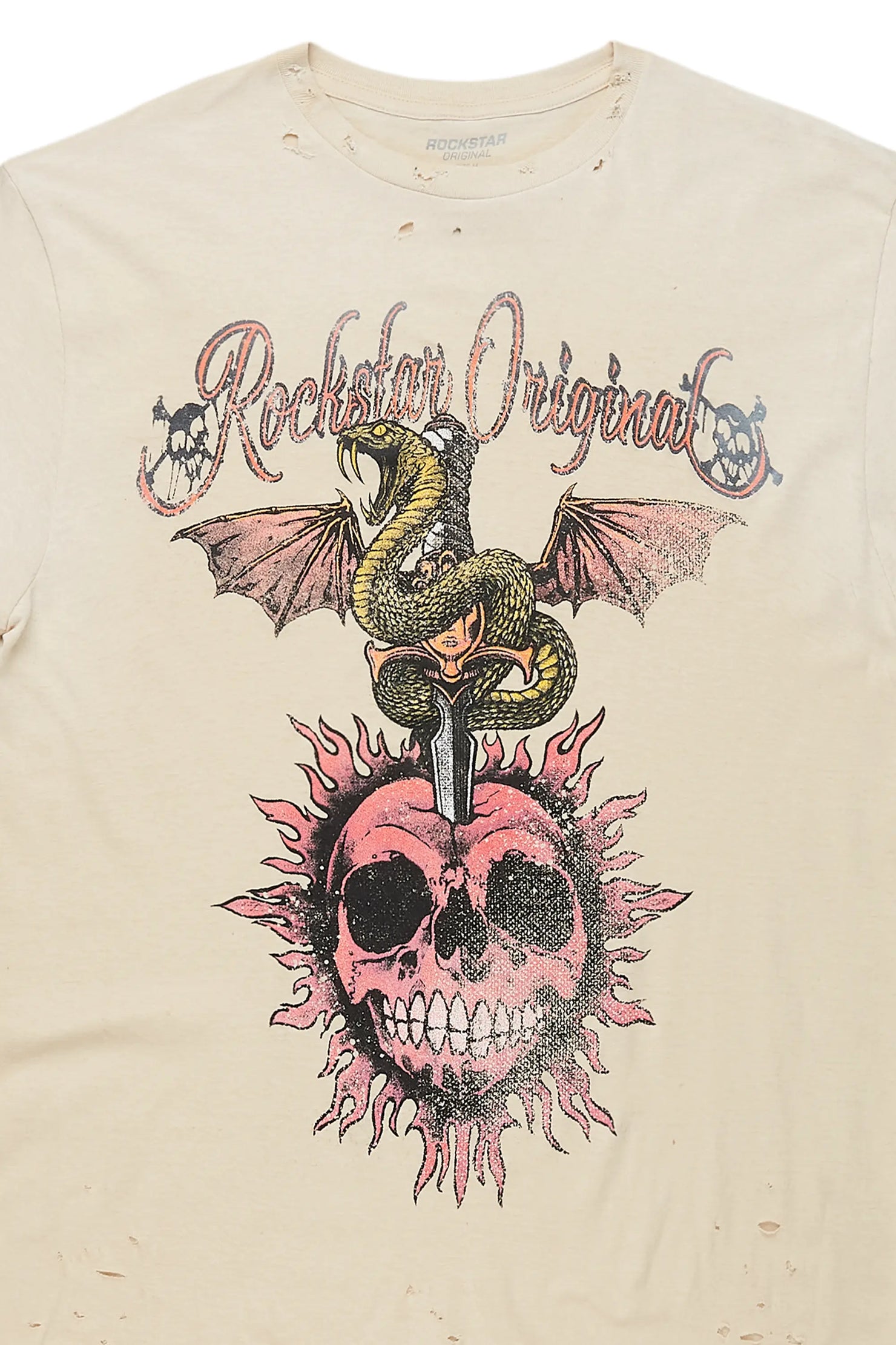 Banjo Beige Graphic Oversized T-Shirt