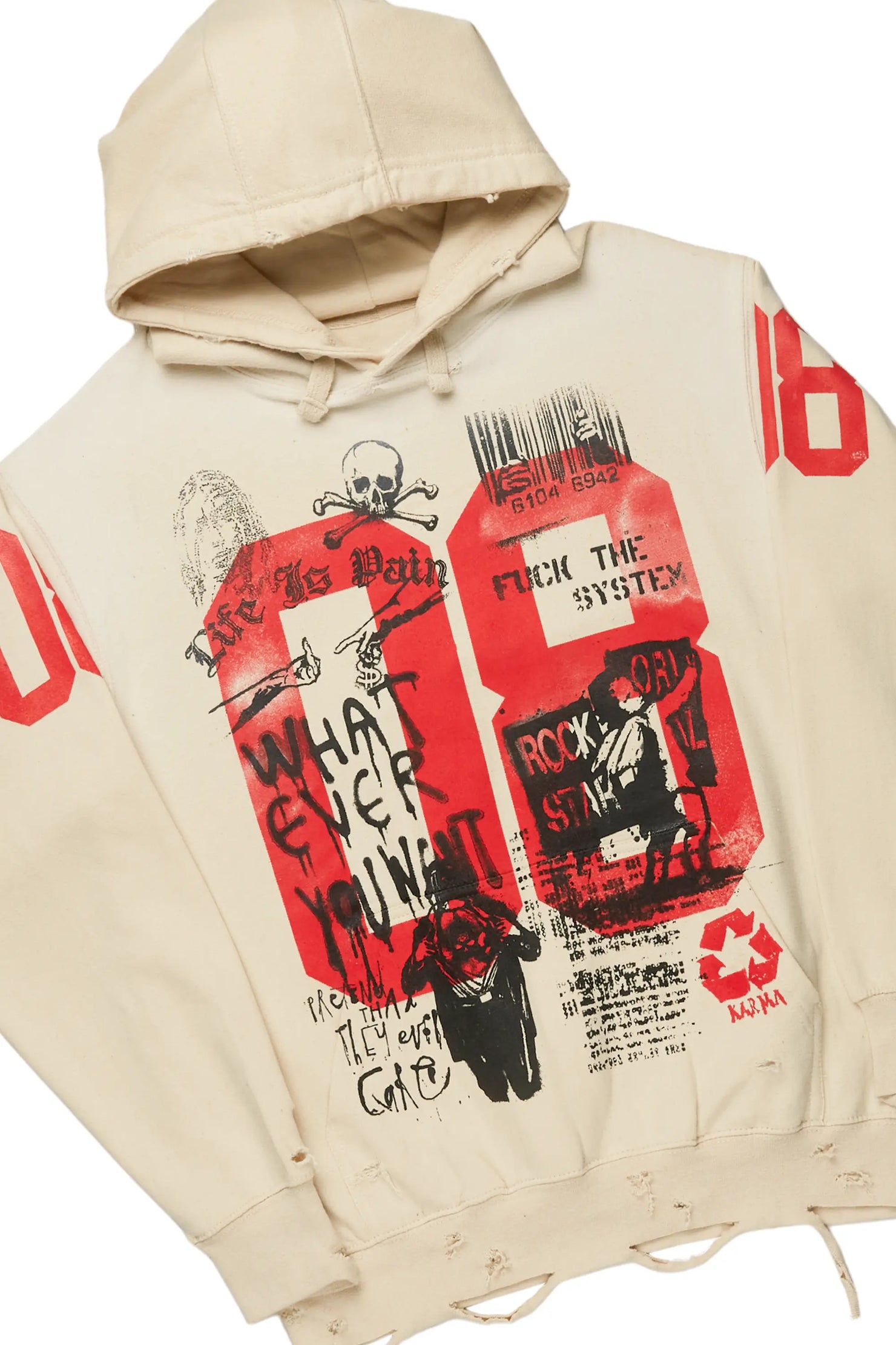 Arsenia Beige/Red Hoodie & Pant Set